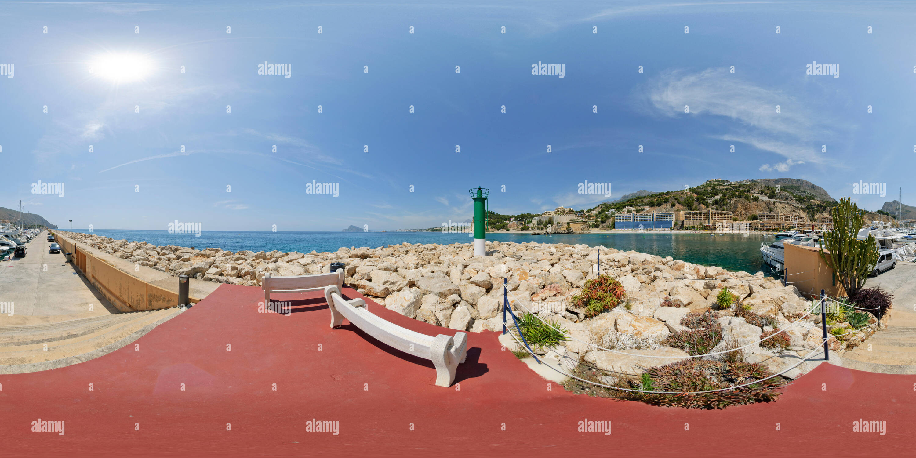 Vue panoramique à 360° de Port de plaisance Puerto Campomanes, Altea, Alicante, Espagne