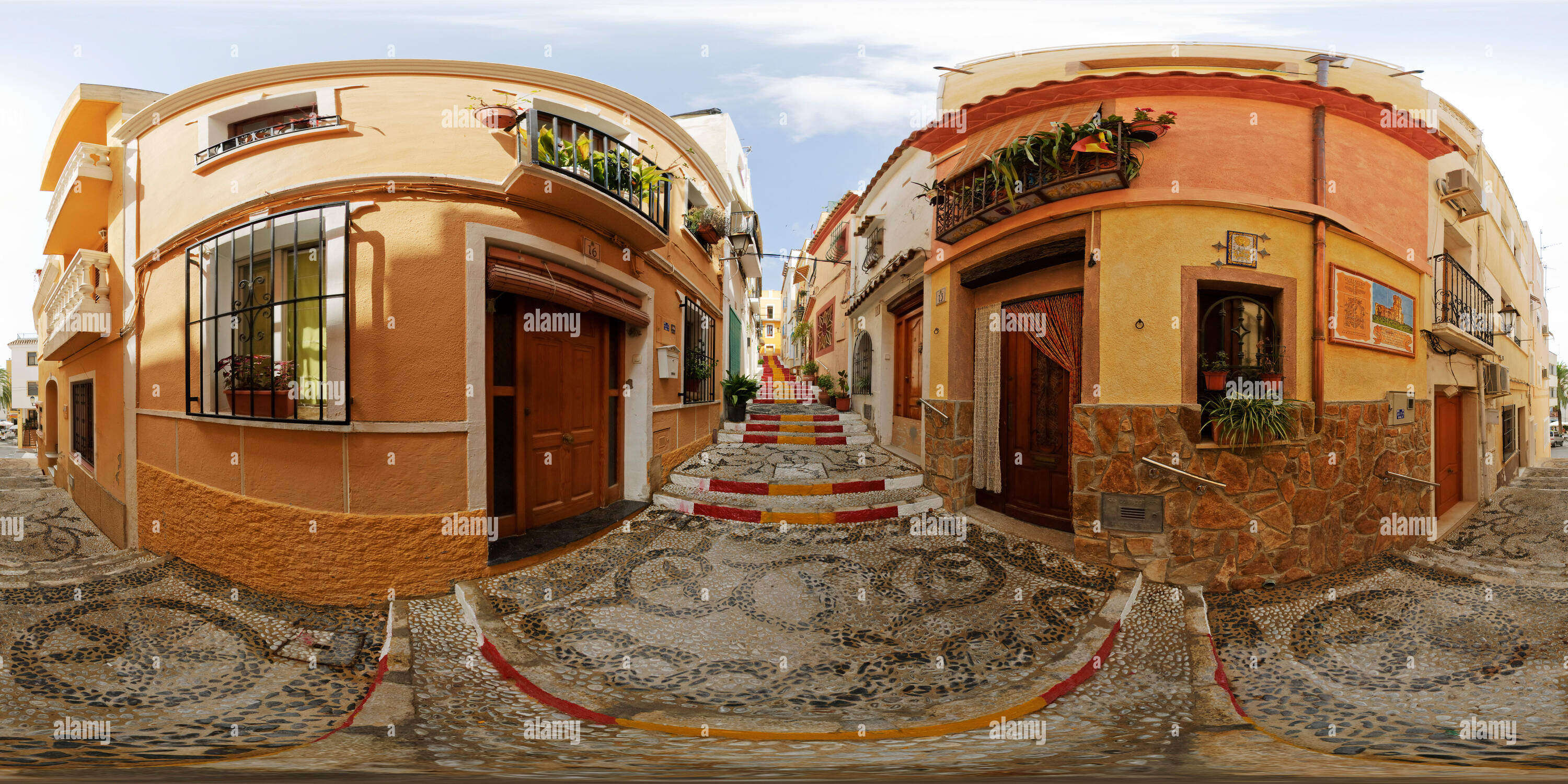 Vue panoramique à 360° de Carrer dels Pescadors de Calp, Espagne