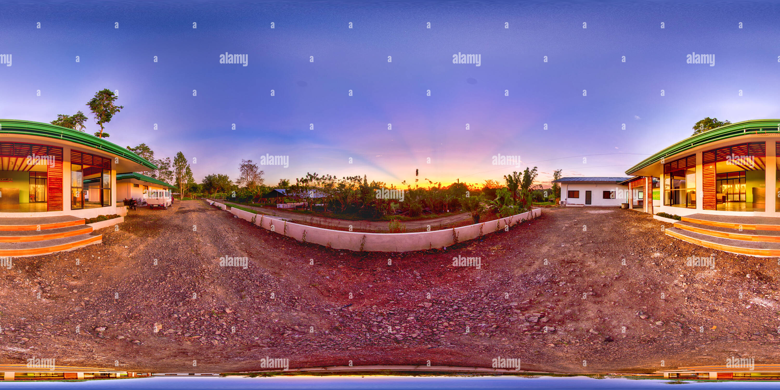 Vue panoramique à 360° de Lever du soleil à Kahariam Farm