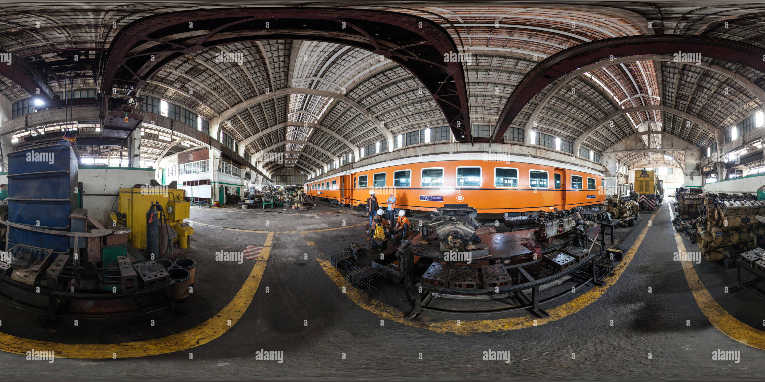 Vue panoramique à 360° de Atelier de réparation de train, Phnom Penh, Cambodge