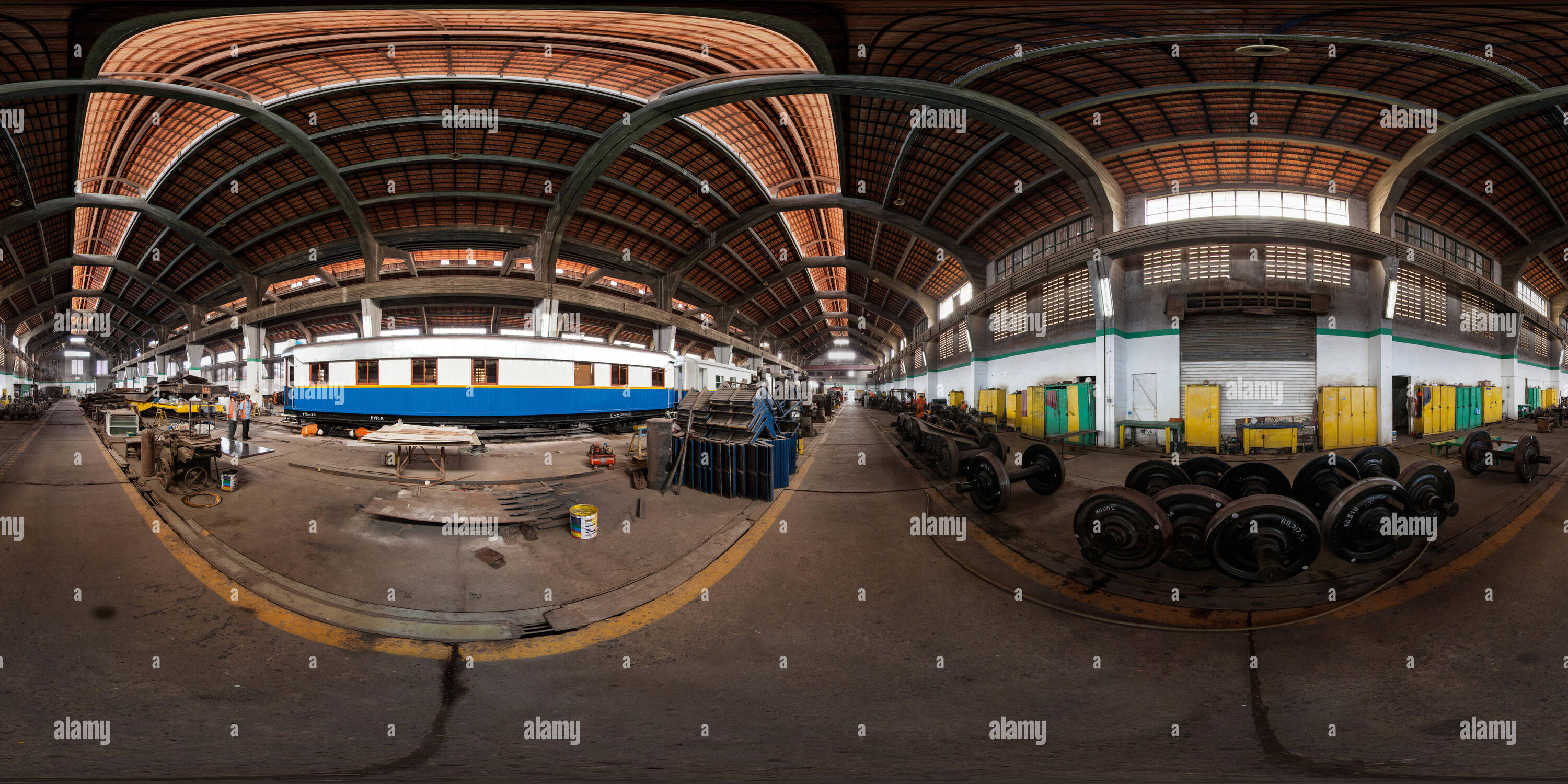 Vue panoramique à 360° de Atelier de réparation de train, Phnom Penh, Cambodge