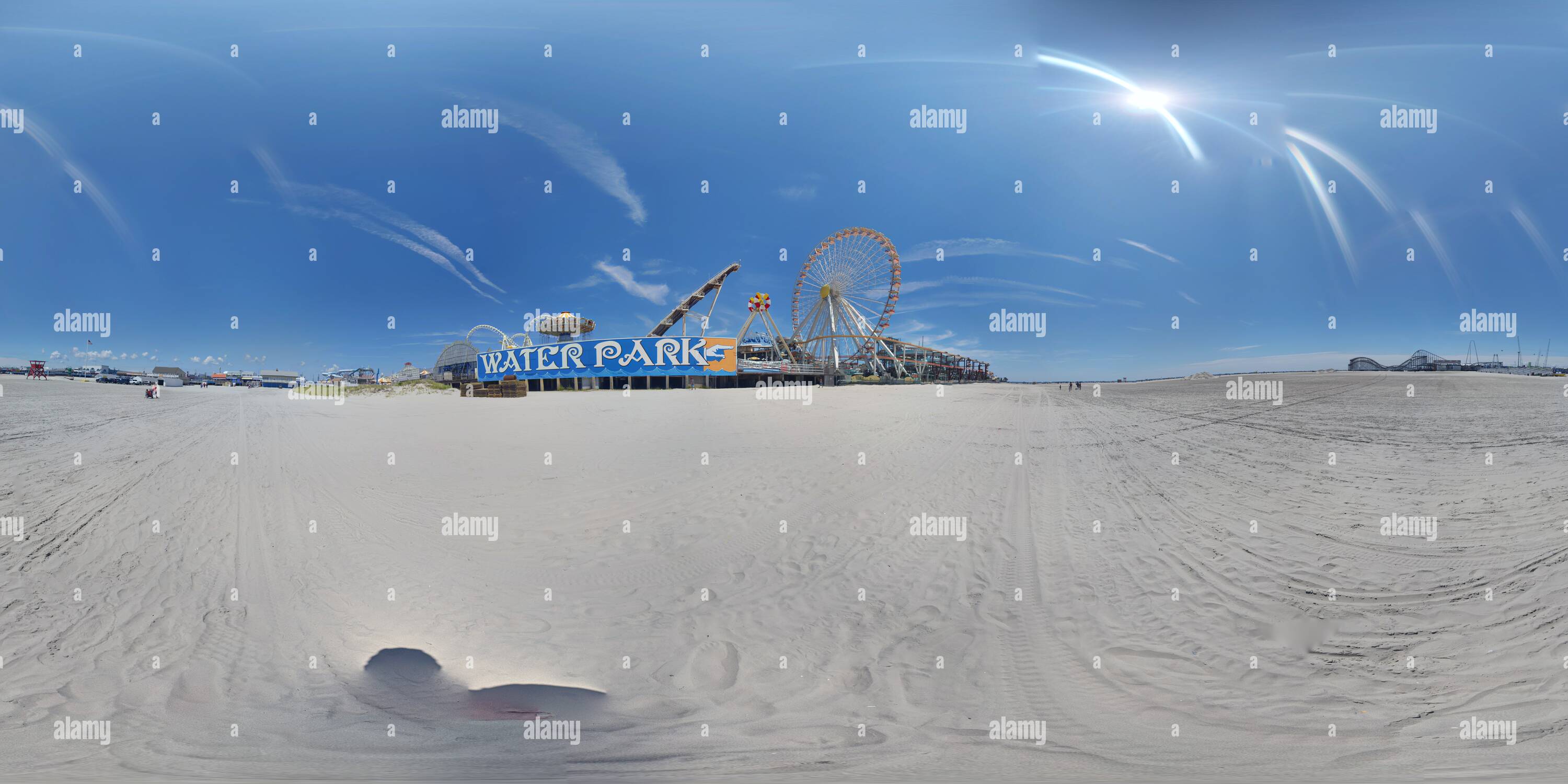 Vue panoramique à 360° de Sur la plage en dehors de Moreys Pier Wildwood NJ