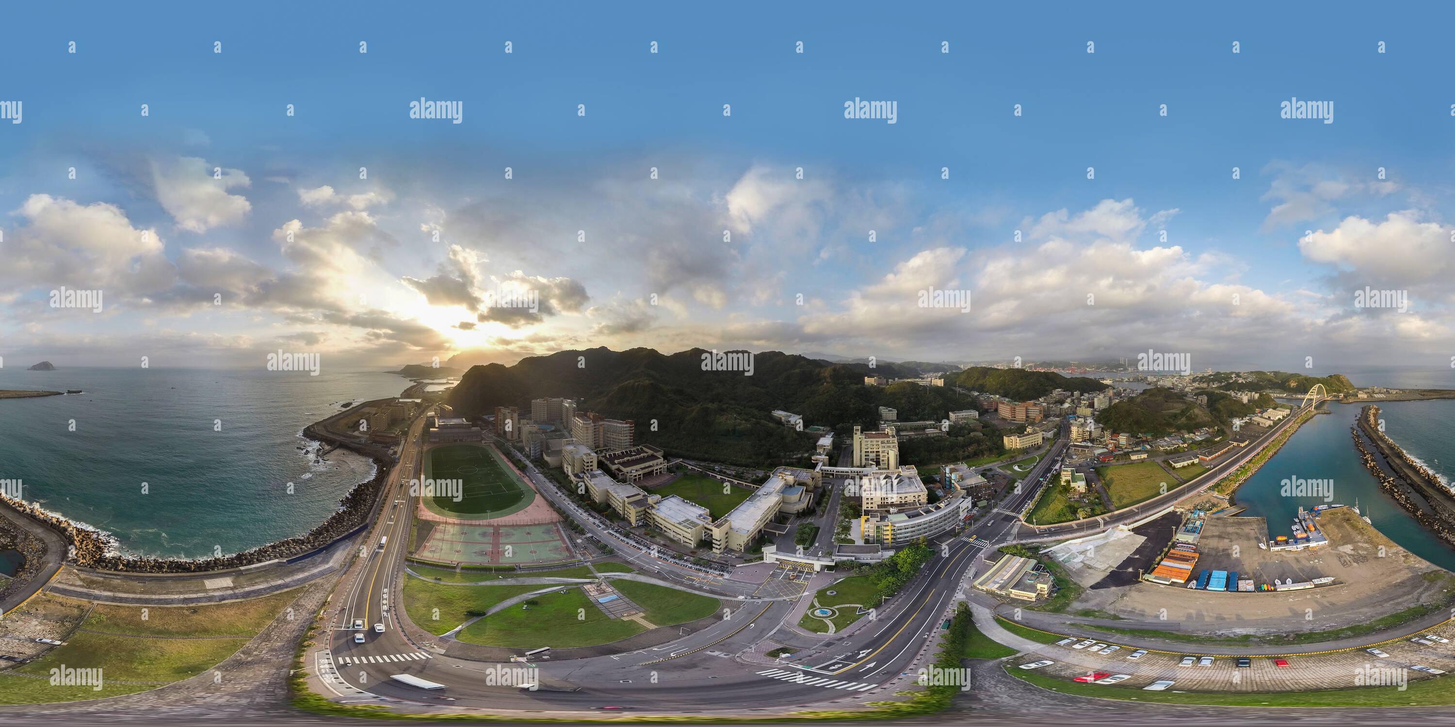 Vue panoramique à 360° de L'océan, l'Université nationale de Taiwan Keelung, Taïwan