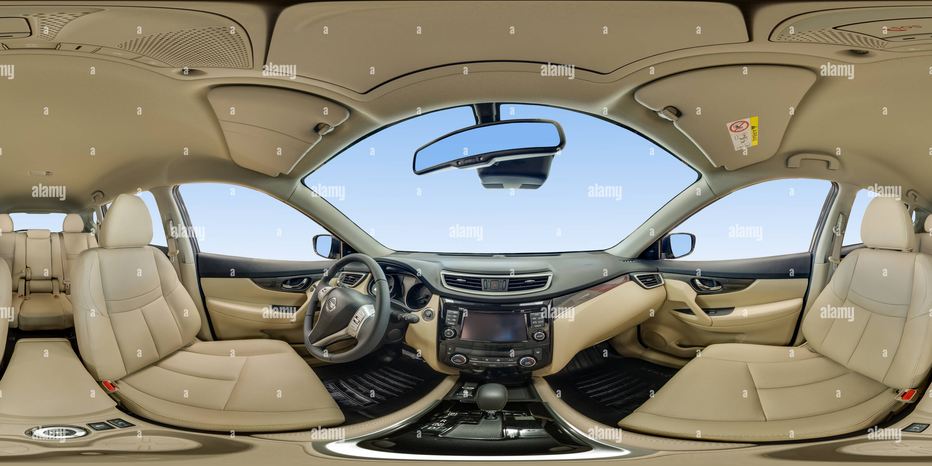 Vue panoramique à 360° de À l'intérieur du Nissan X-Trail Intérieur clair