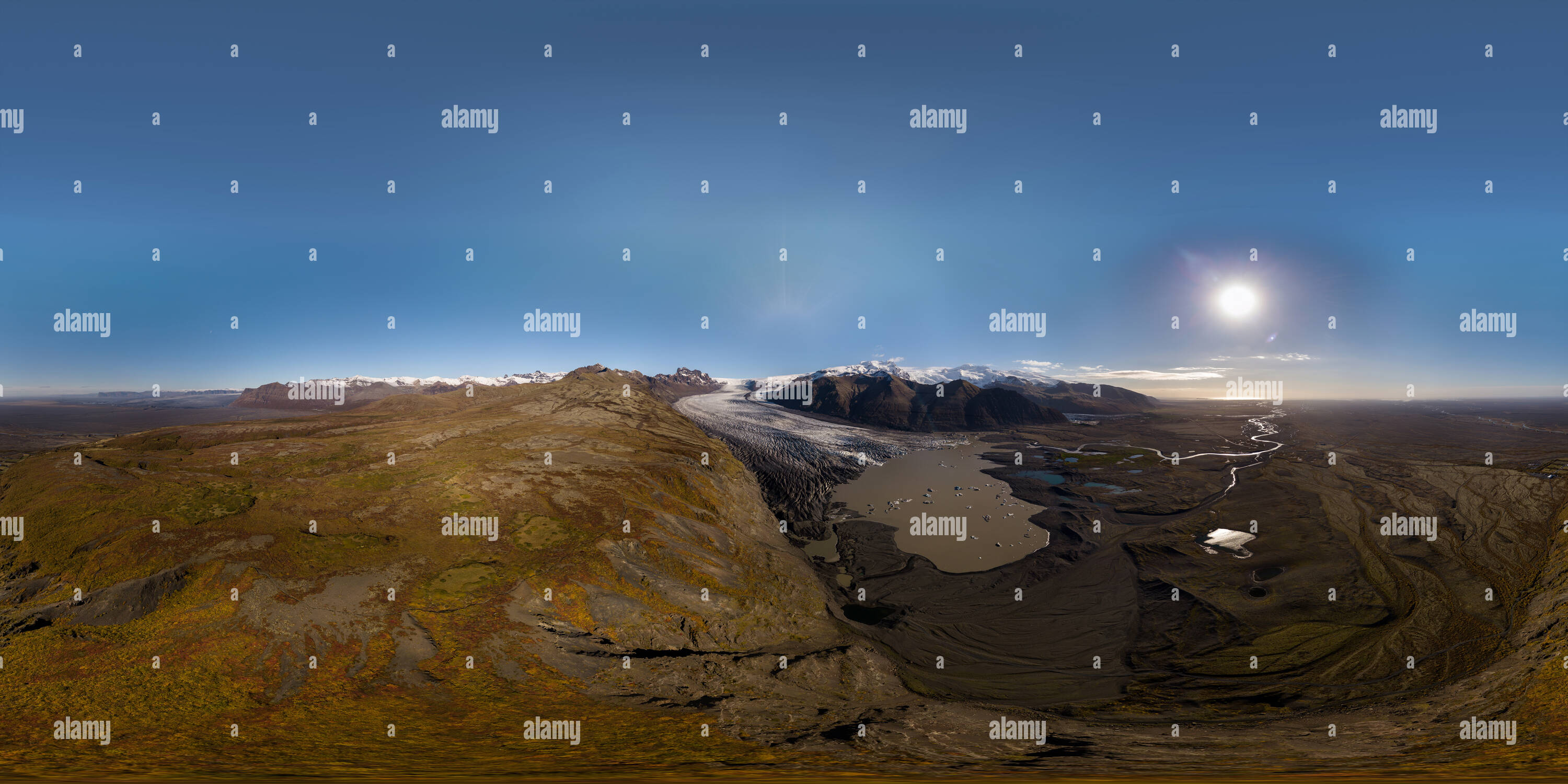 Vue panoramique à 360° de Lagon glaciaire. Keflavík. Icland