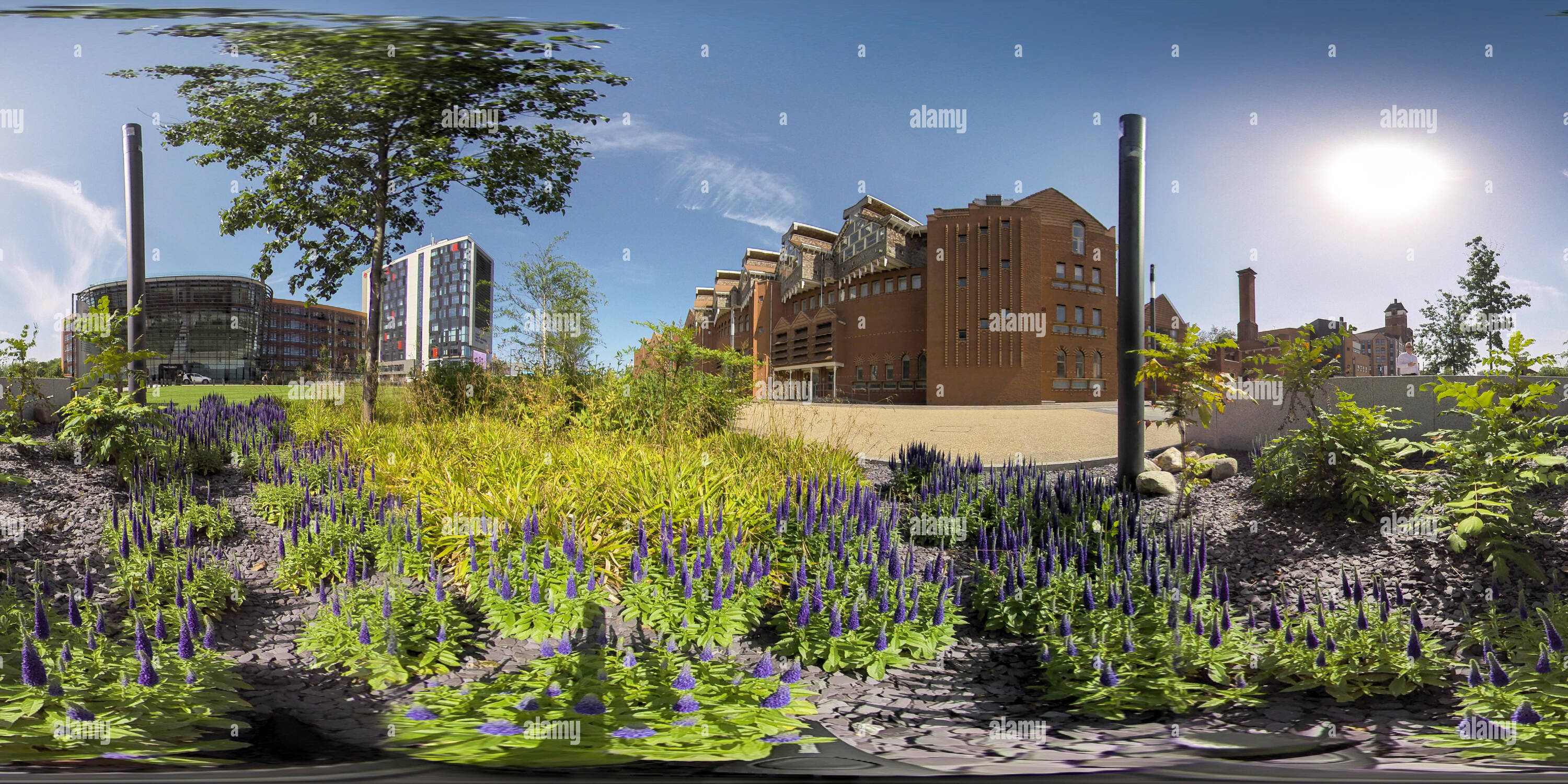 Vue panoramique à 360° de DeMontfort University, Mill Lane, Leeds.