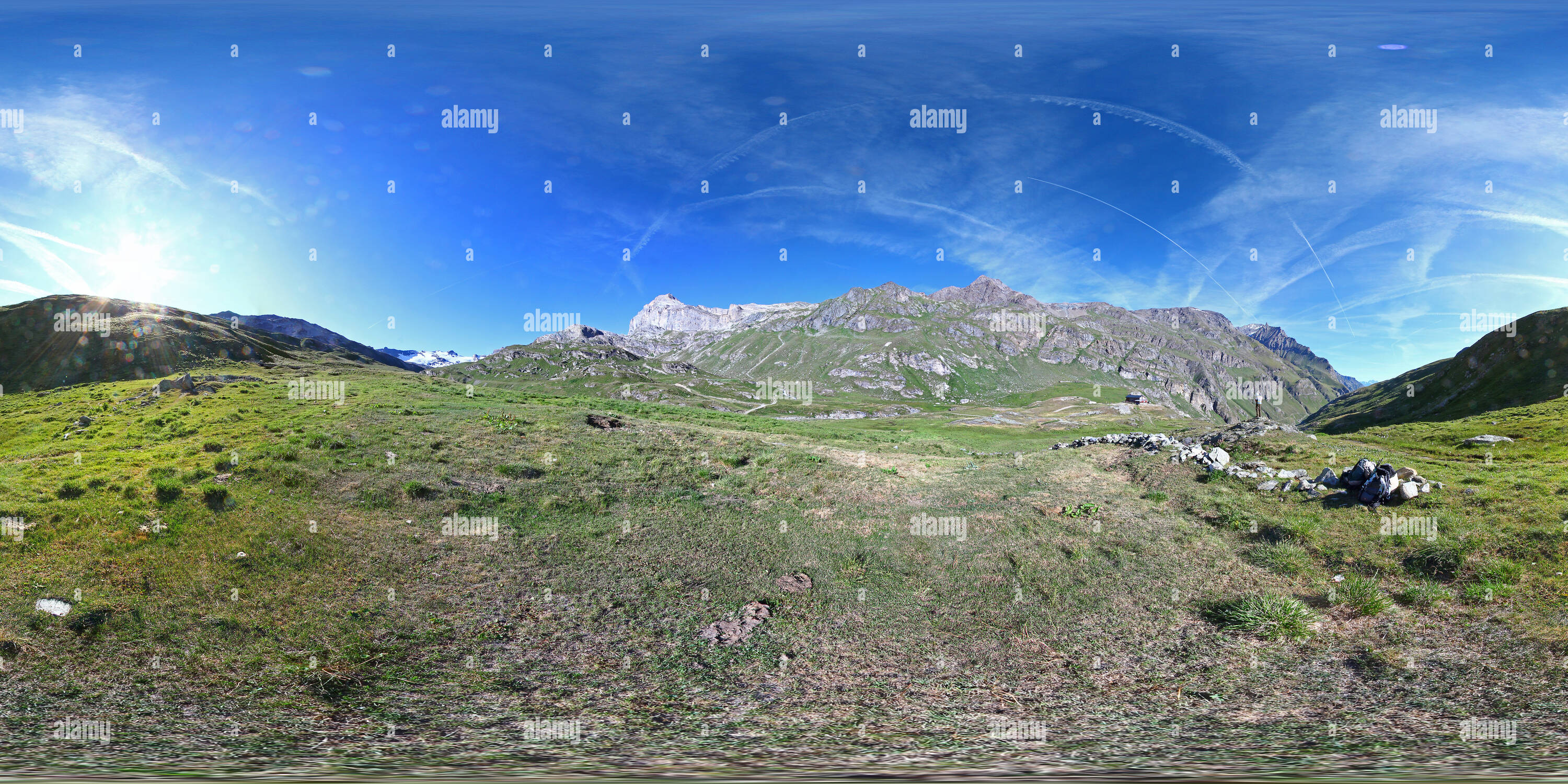Vue panoramique à 360° de Vallée d'Aoste : Vallée de Rhêmes, Refuge Benevolo, Granta Parey