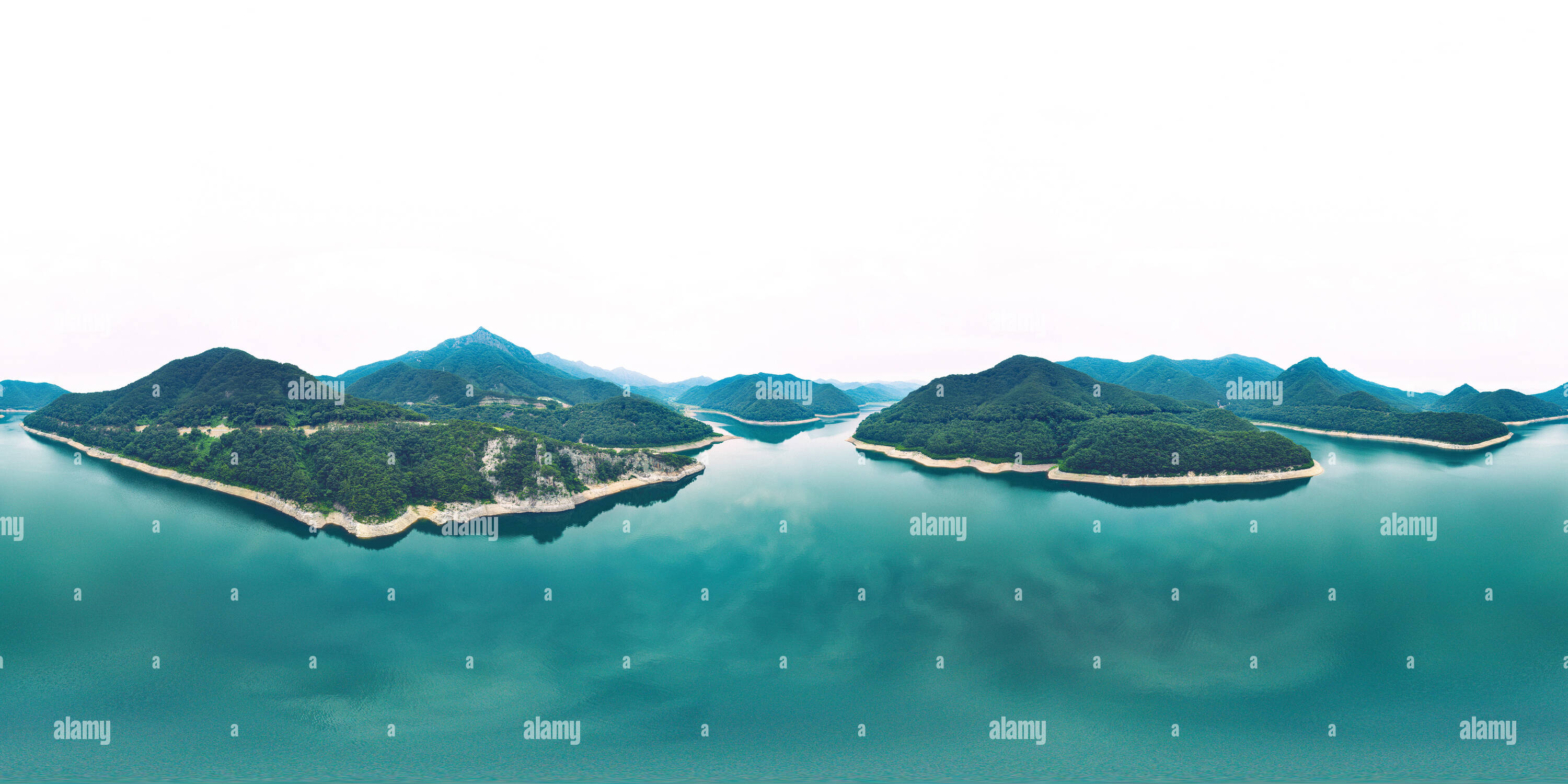Vue panoramique à 360° de Damyang, Corée du Sud - 24 juillet 2019 Damyang Antenne 360 Lac Vue Panoramique sur le lac de Damyang.