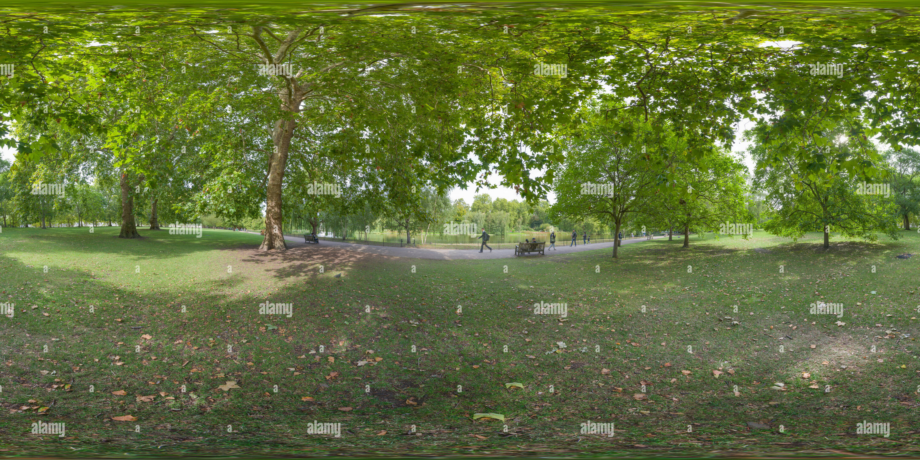 Vue panoramique à 360° de St James's Park, Londres, Angleterre.