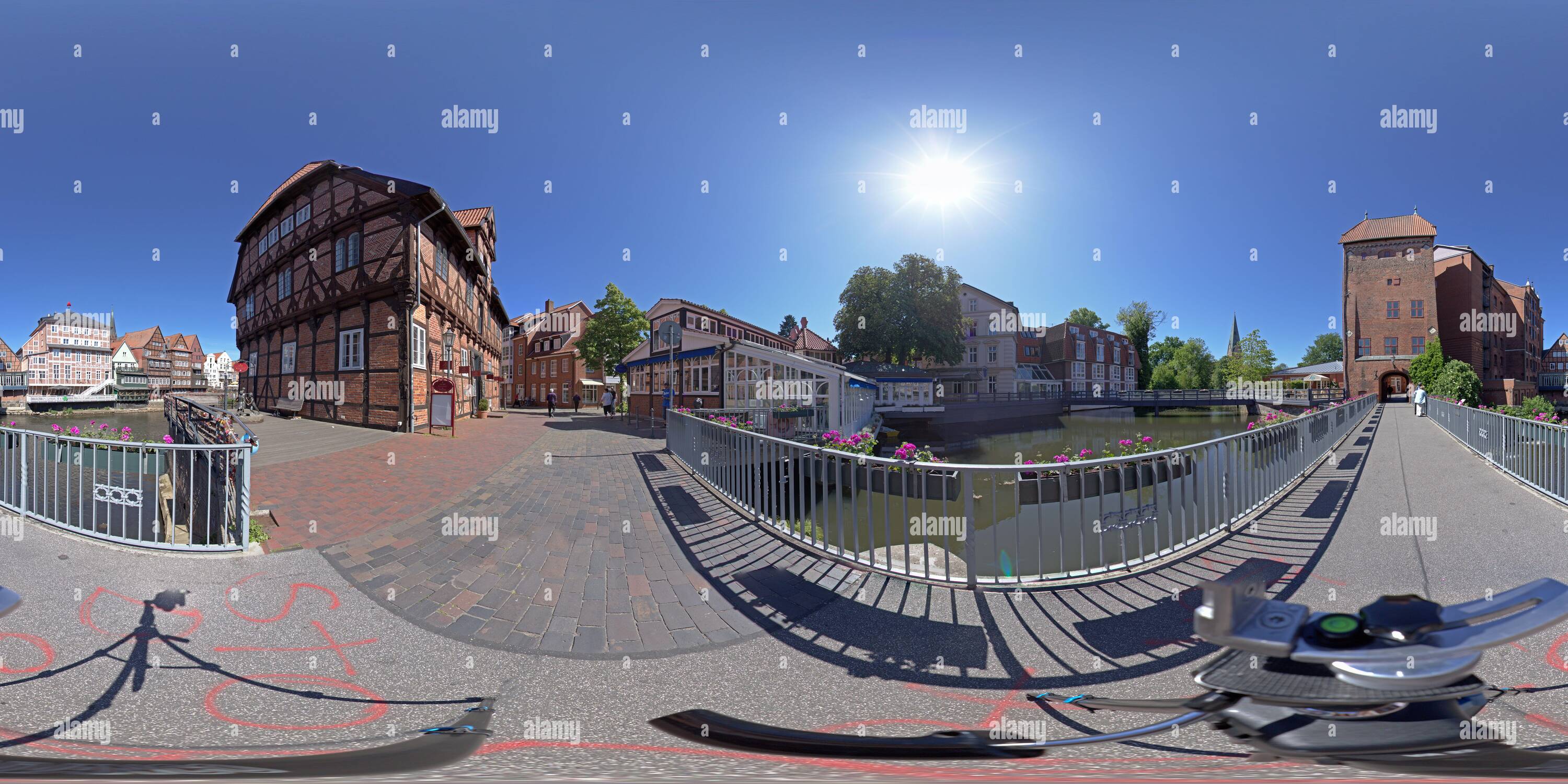 Visualizzazione panoramica a 360 gradi di Foto a 360 gradi, Brausebruecke, Lueneburg, bassa Sassonia, Germania