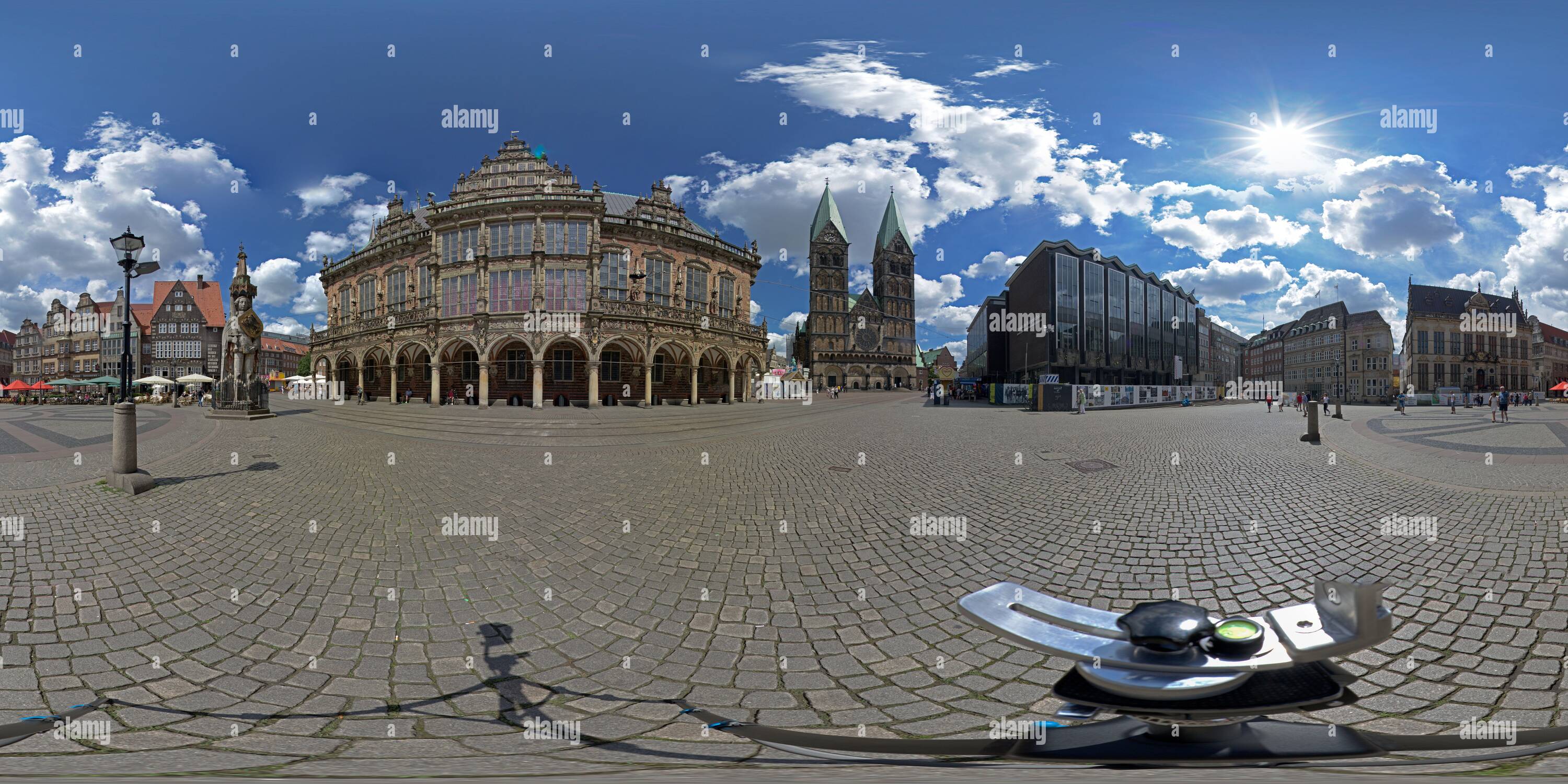 Visualizzazione panoramica a 360 gradi di Foto a 360 gradi, piazza del mercato, Brema, Germania