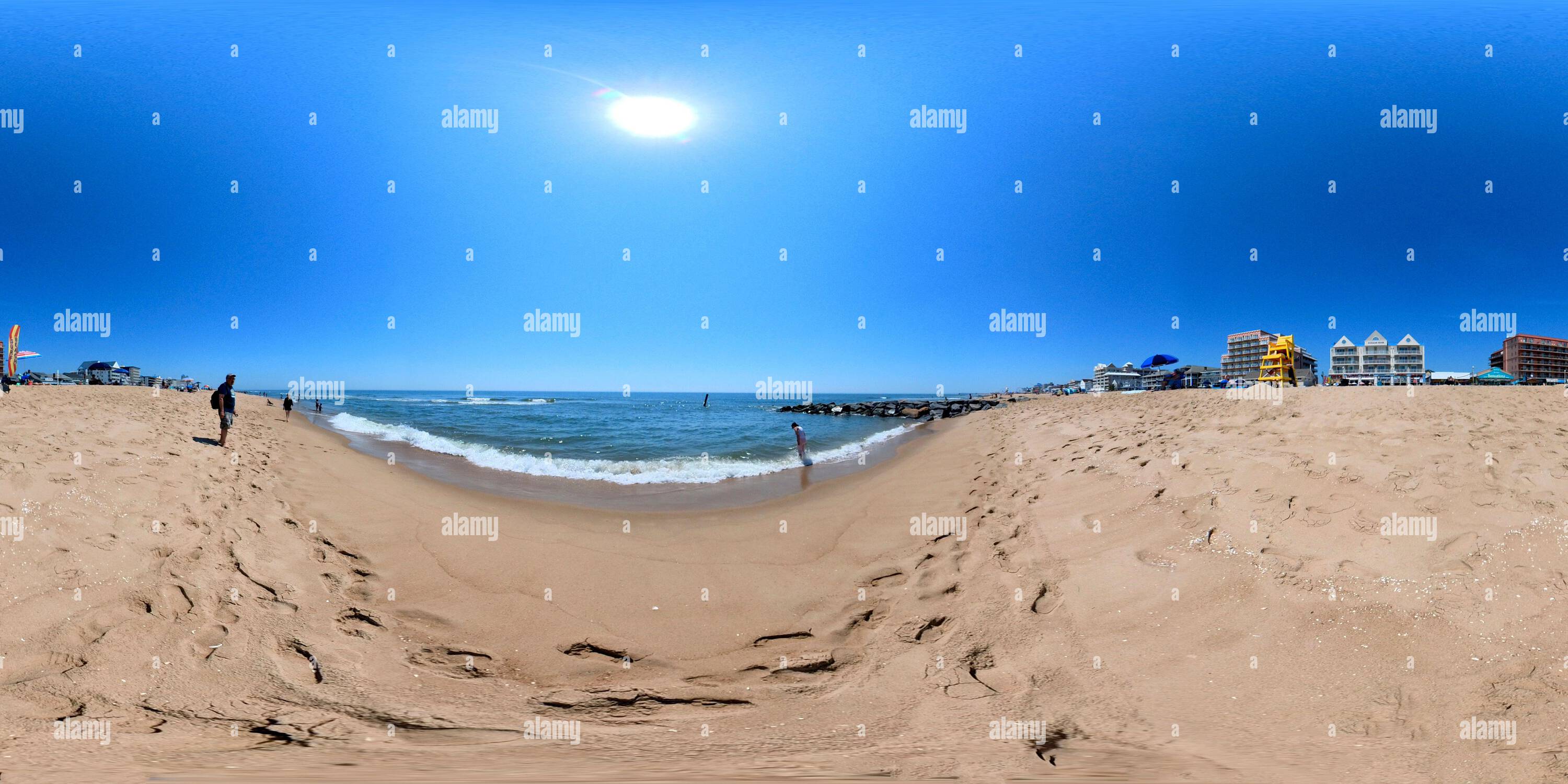 Visualizzazione panoramica a 360 gradi di Sulla spiaggia di Ocean City, Maryland, vicino a 9th Street
