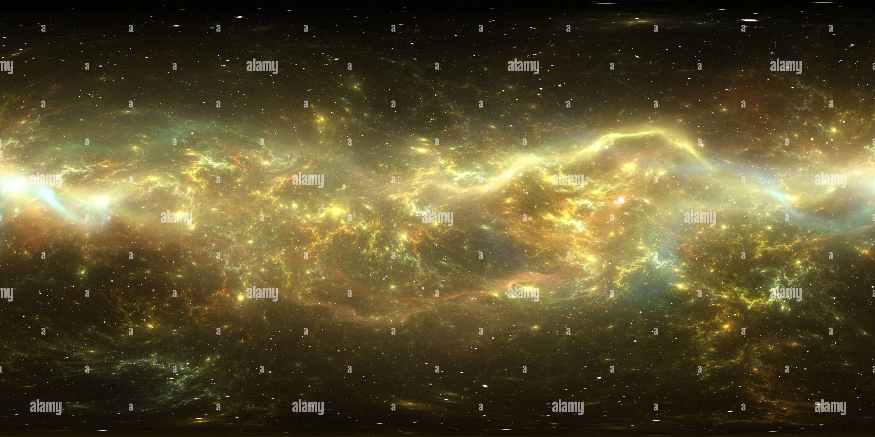 Visualizzazione panoramica a 360 gradi di Mappa HDRI 360 dell'ambiente di realtà virtuale. Proiezione equirettangolare spaziale, panorama sferico. Nebulosa spaziale con stelle. illustrazione 3d