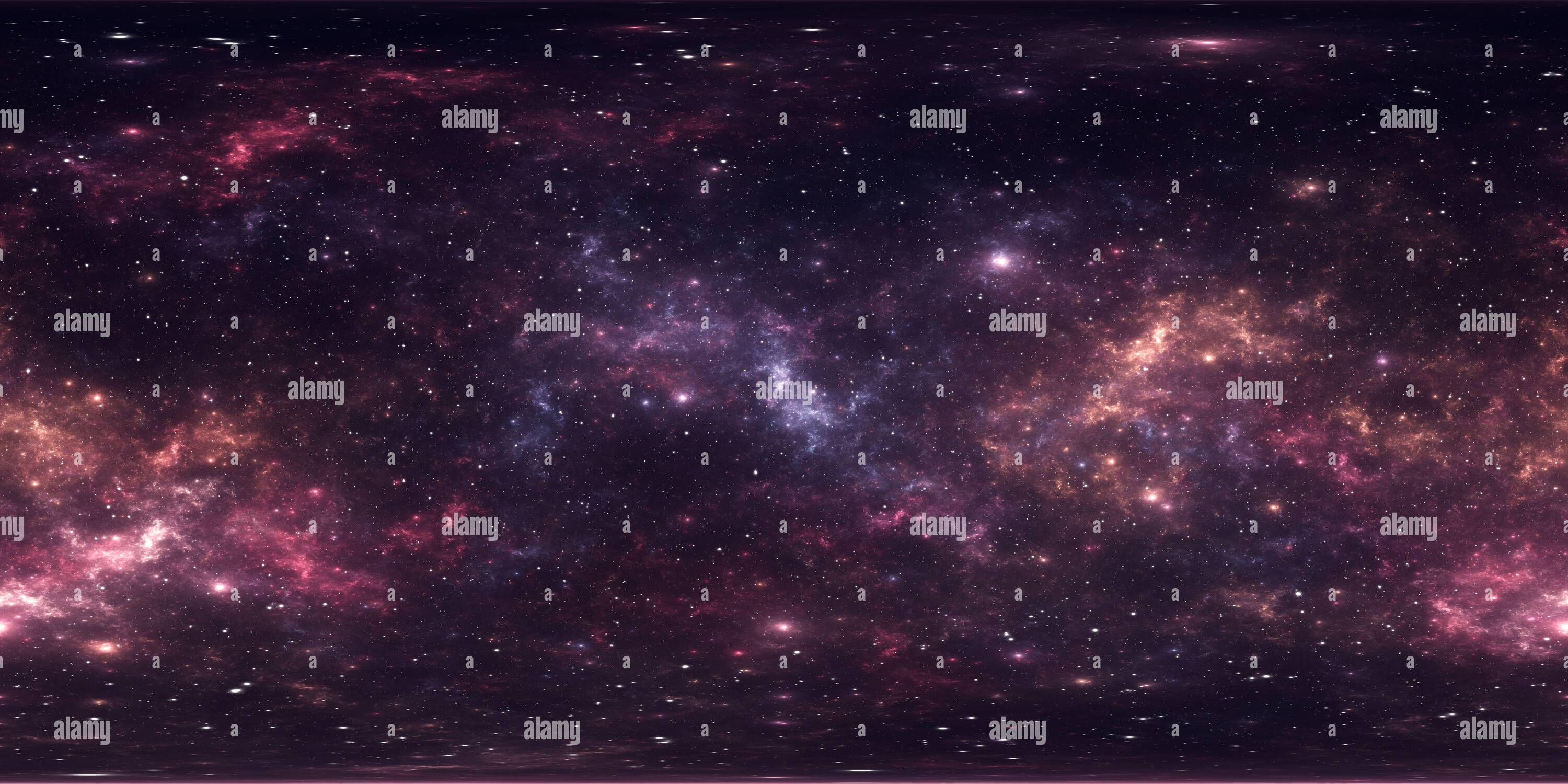 Visualizzazione panoramica a 360 gradi di Nube interstellare di gas e polvere. Profondo spazio esterno sfondo con stelle. Nebulizzazione spaziale. Panorama, ambiente 360 mappa HDRI. Proiettili equirettangolari