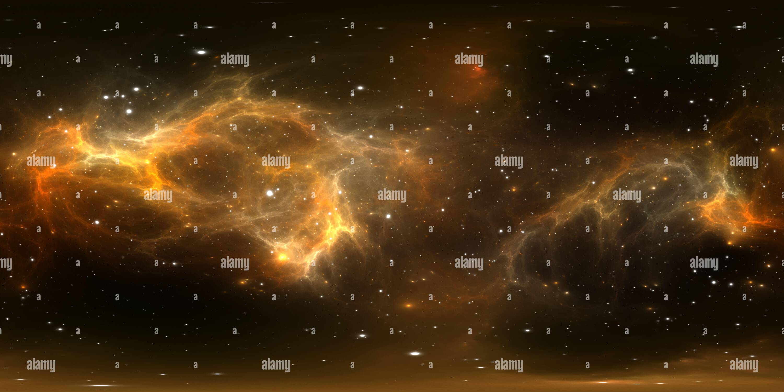 Visualizzazione panoramica a 360 gradi di panoramica nebulosa spaziale a 360 gradi, proiezione equirettangolare, mappa ambientale. Panorama sferico HDRI. Sfondo spaziale con nebulosa e stelle. 3d ill