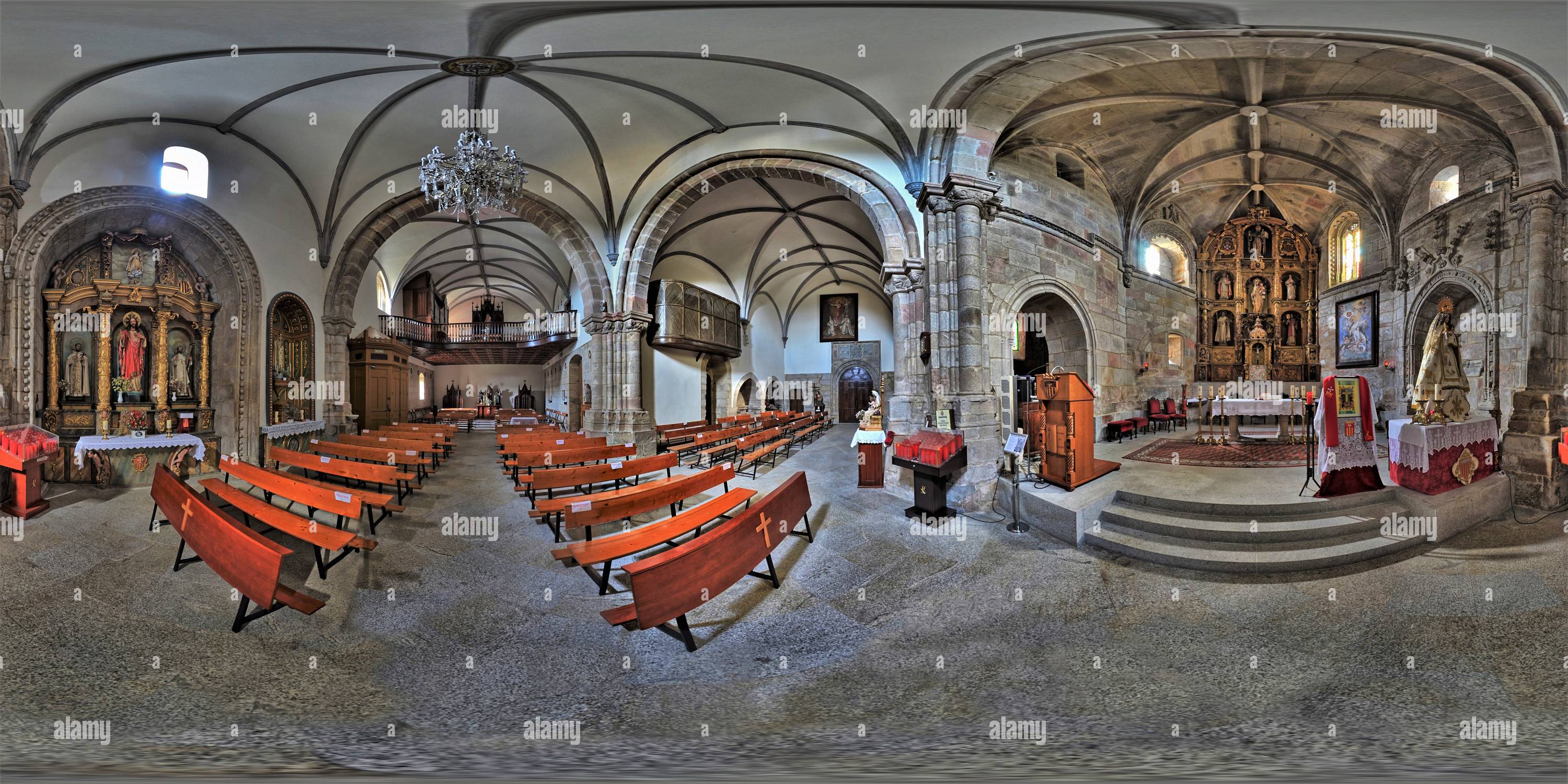 Visualizzazione panoramica a 360 gradi di Monastero di nostra Signora di Magdalena, la Chiesa, Sarria, Lugo, Spagna