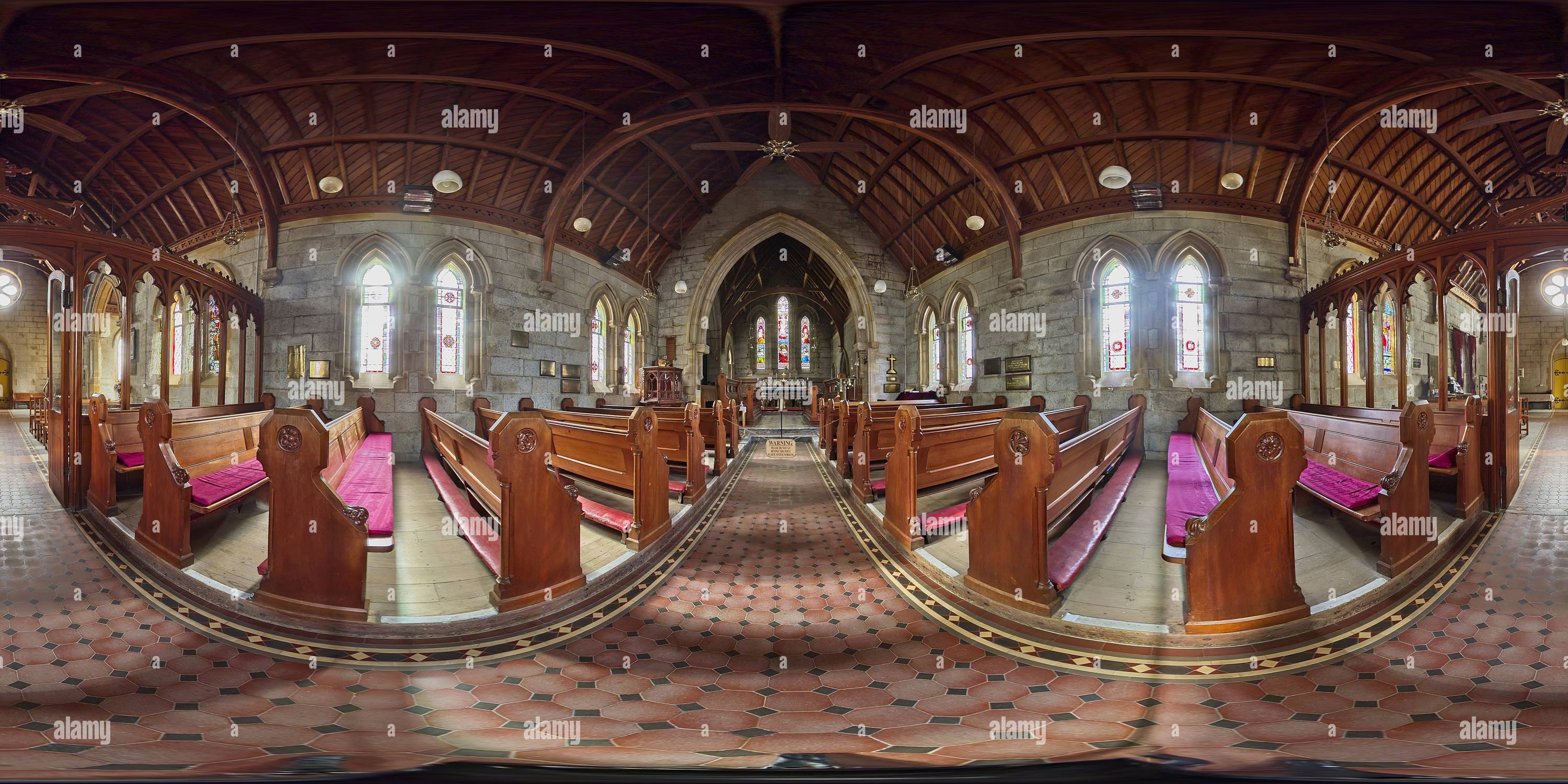 Visualizzazione panoramica a 360 gradi di L'interno della chiesa di Ognissanti, Bodalla, nuovo Galles del Sud, Australia