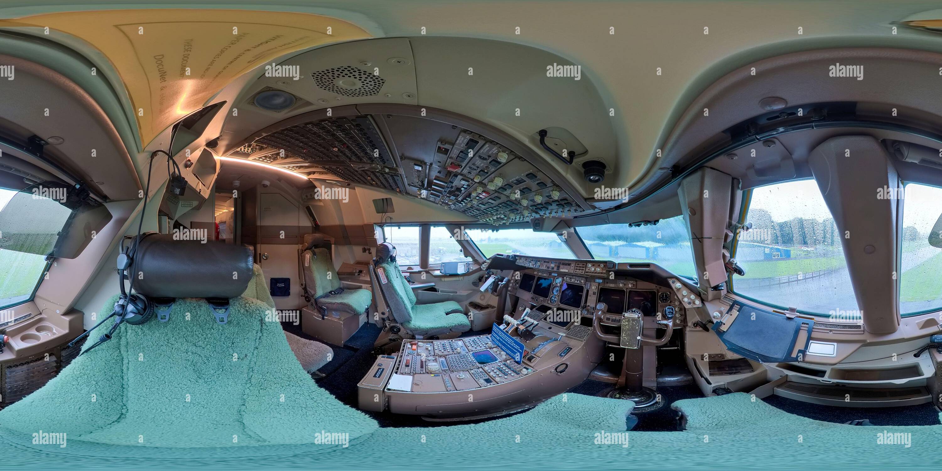 Visualizzazione panoramica a 360 gradi di Boeing 747 G-CIVB Negus posto pilota destro per cabina di pilotaggio