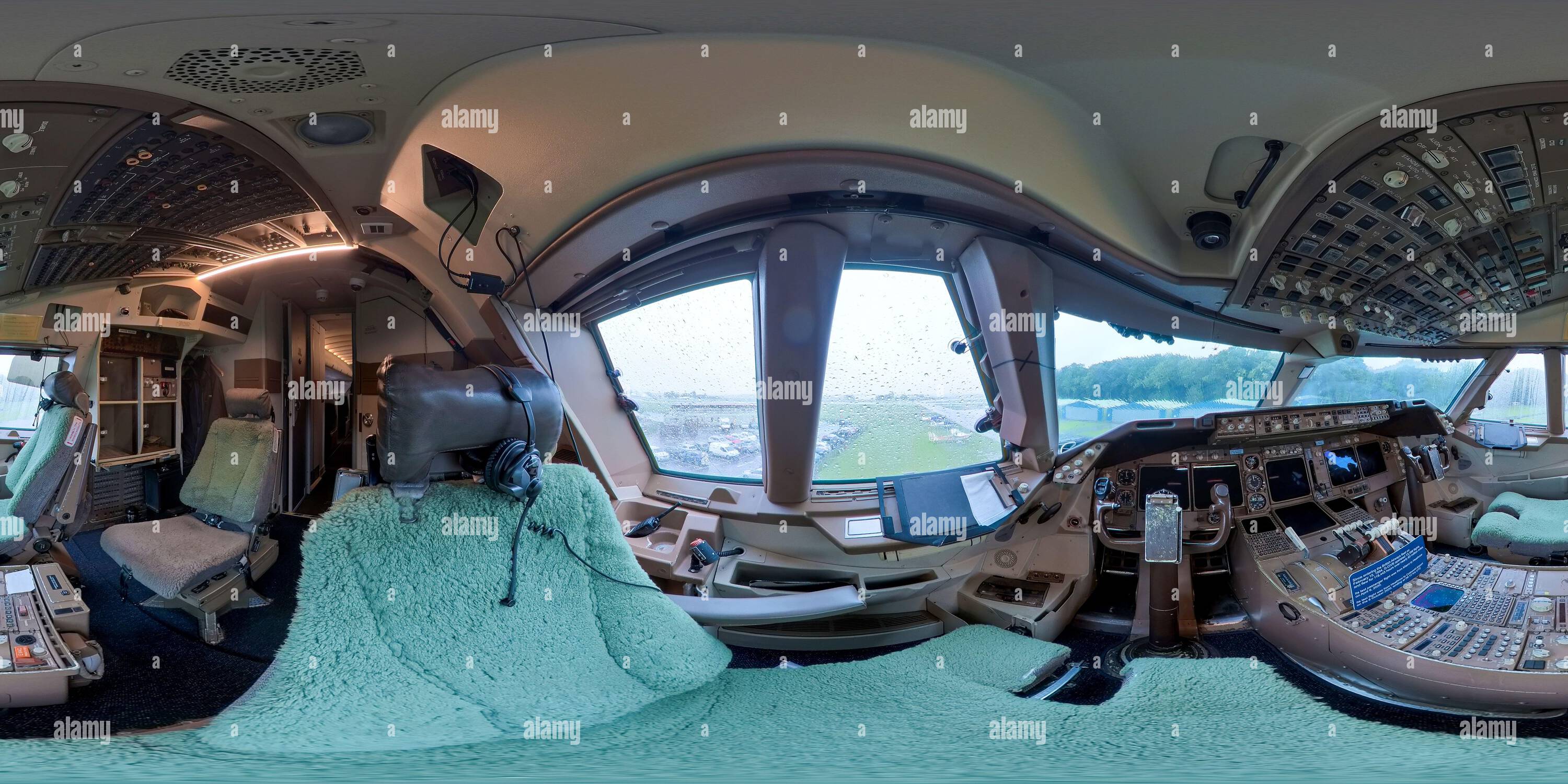 Visualizzazione panoramica a 360 gradi di Boeing 747 G-CIVB Negus Cockpit posto pilota sinistro