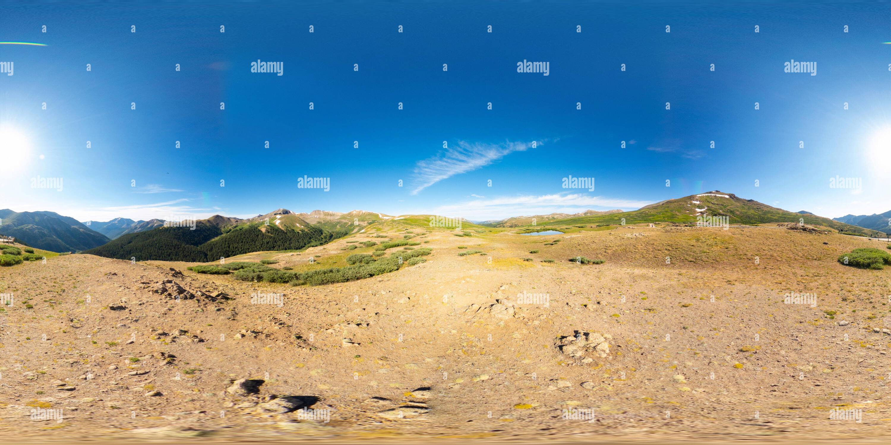 Visualizzazione panoramica a 360 gradi di 360 foto equirettangolare Independence Pass Continental divide Twin Lakes Colorado