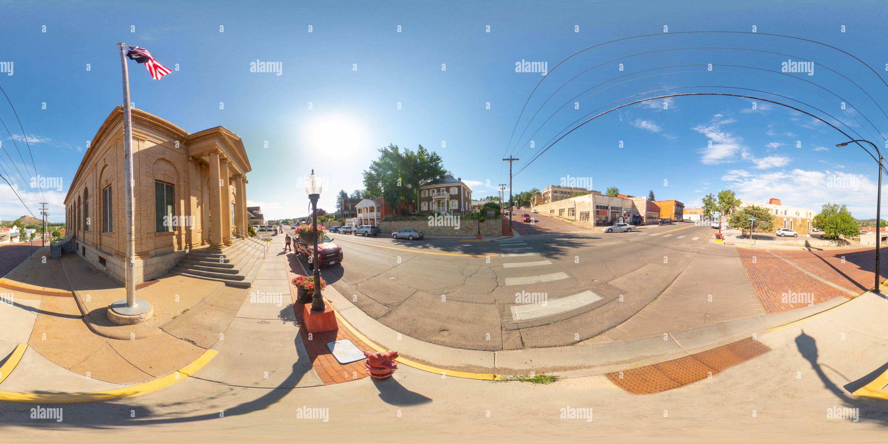Visualizzazione panoramica a 360 gradi di Trinidad, CO, USA - 26 luglio 2023: 360 foto dell'ufficio postale statunitense Trinidad Colorado