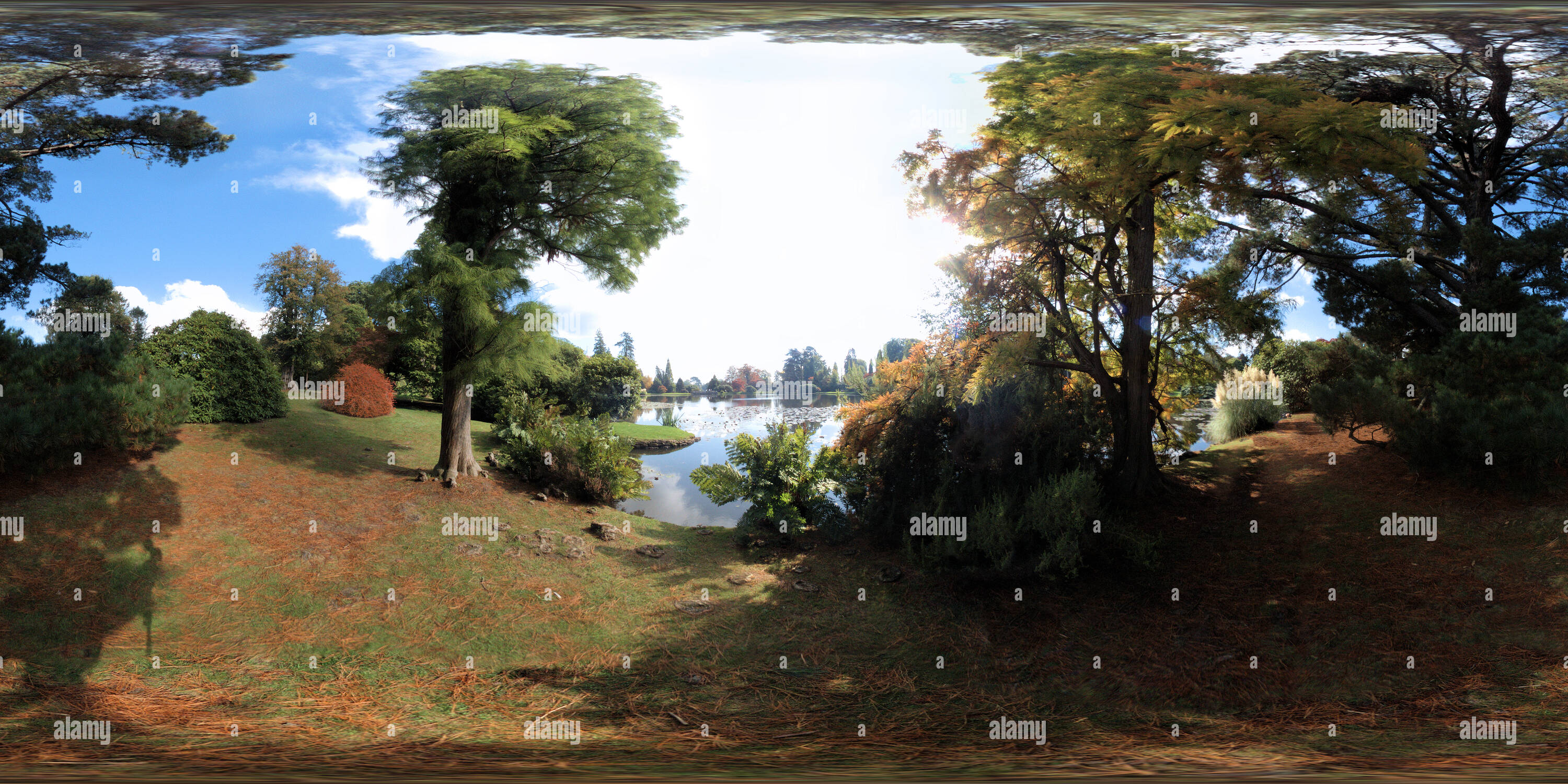 Visualizzazione panoramica a 360 gradi di Sheffield Park - Stagno Ten-Foot dal lato est.