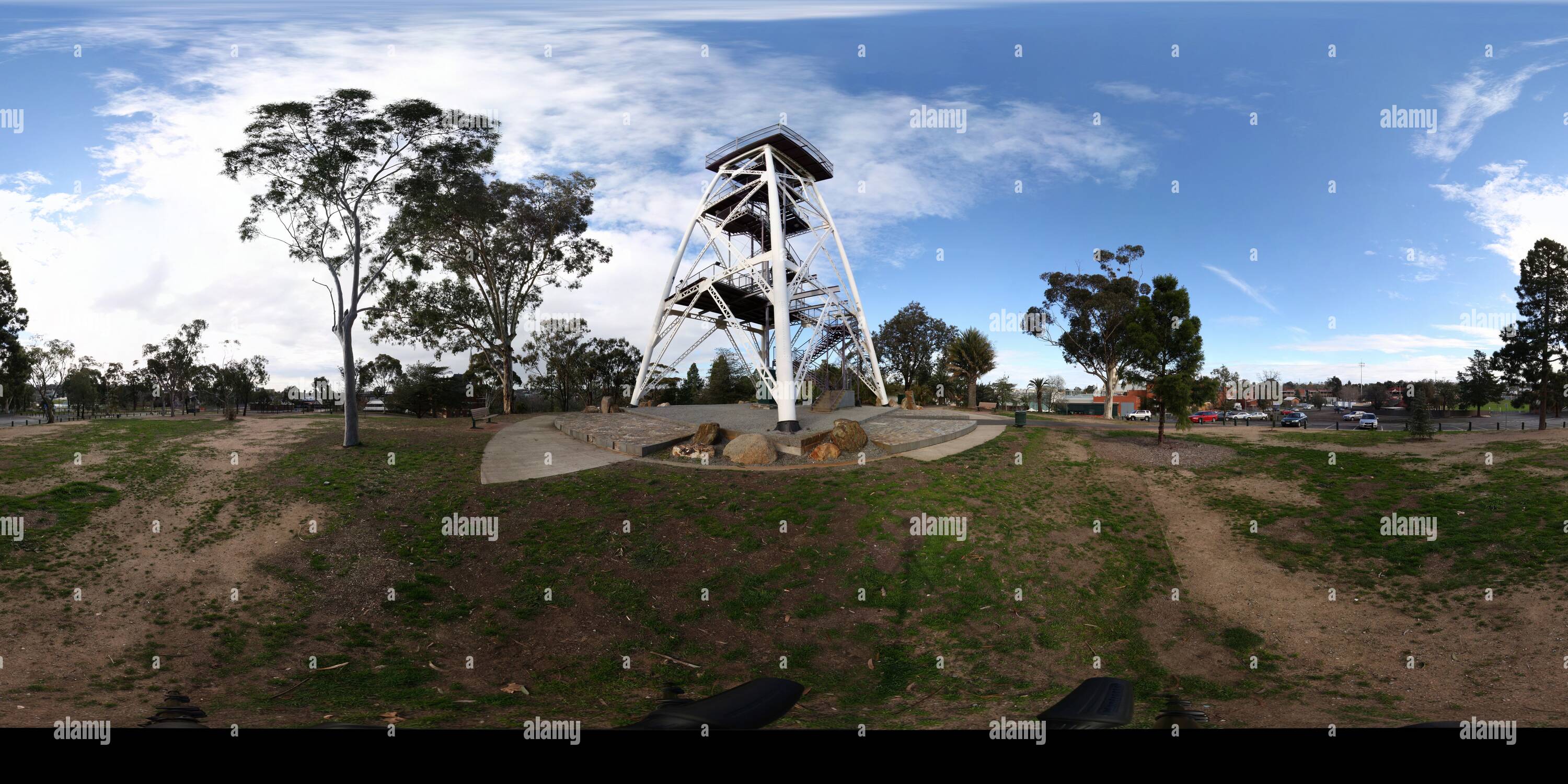 Visualizzazione panoramica a 360 gradi di Bendigo testa a fungo Lookout - Rosalind Park