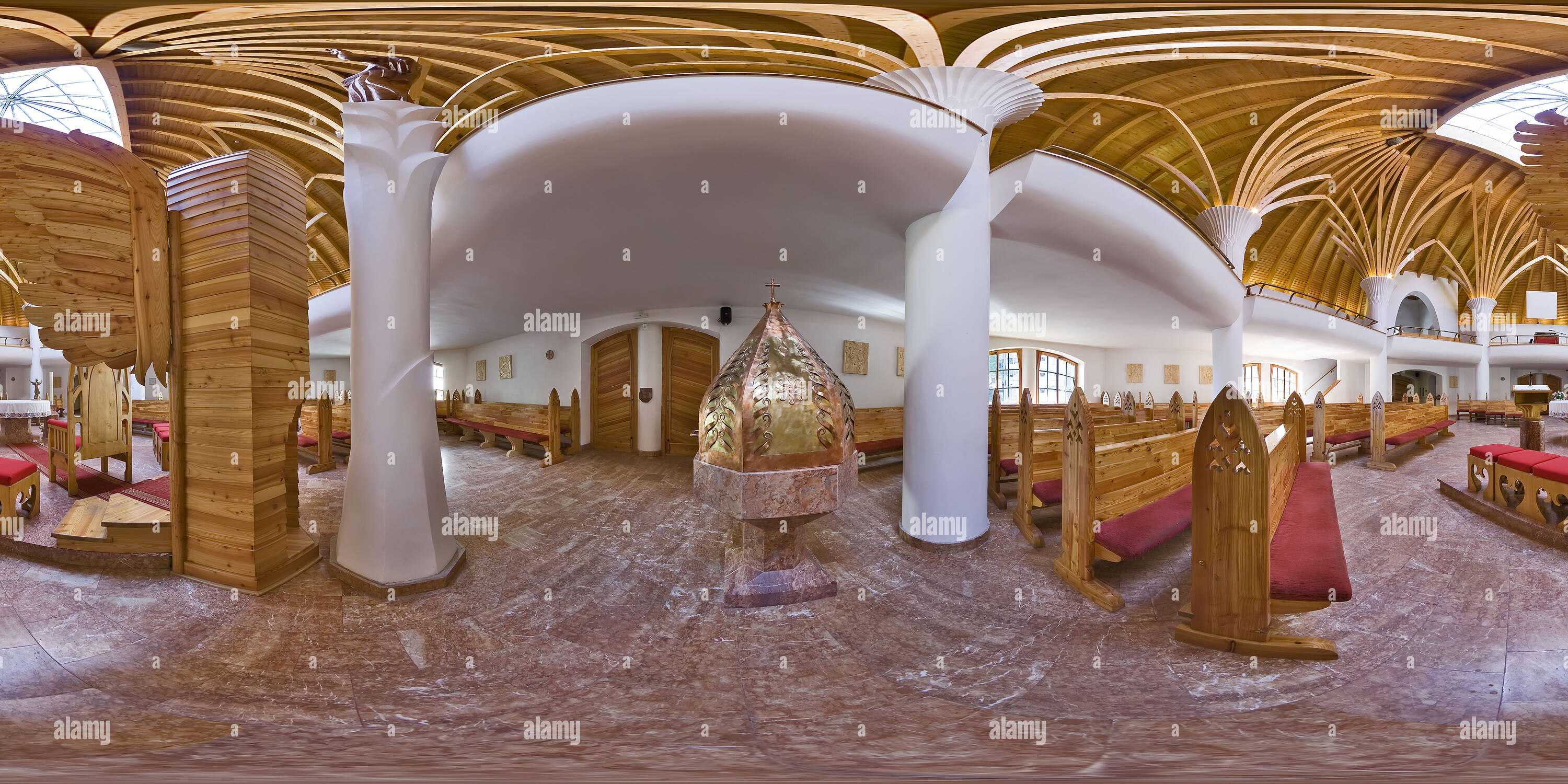 Visualizzazione panoramica a 360 gradi di Millenium chiesa cattolica all'interno di - pianificazione di Imre Makovecz