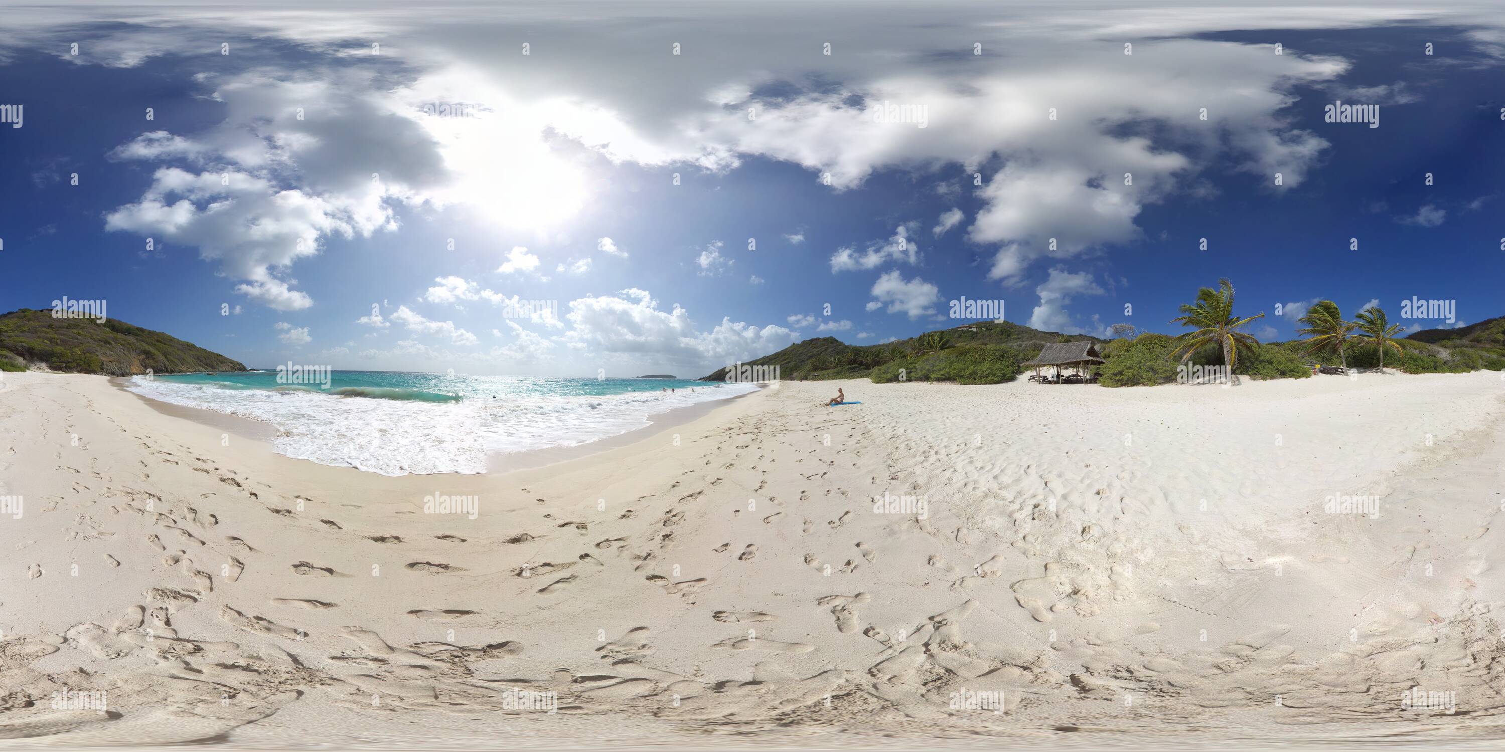 Visualizzazione panoramica a 360 gradi di Spiaggia di maccheroni, Mustique - Saint Vincent e Grenadine