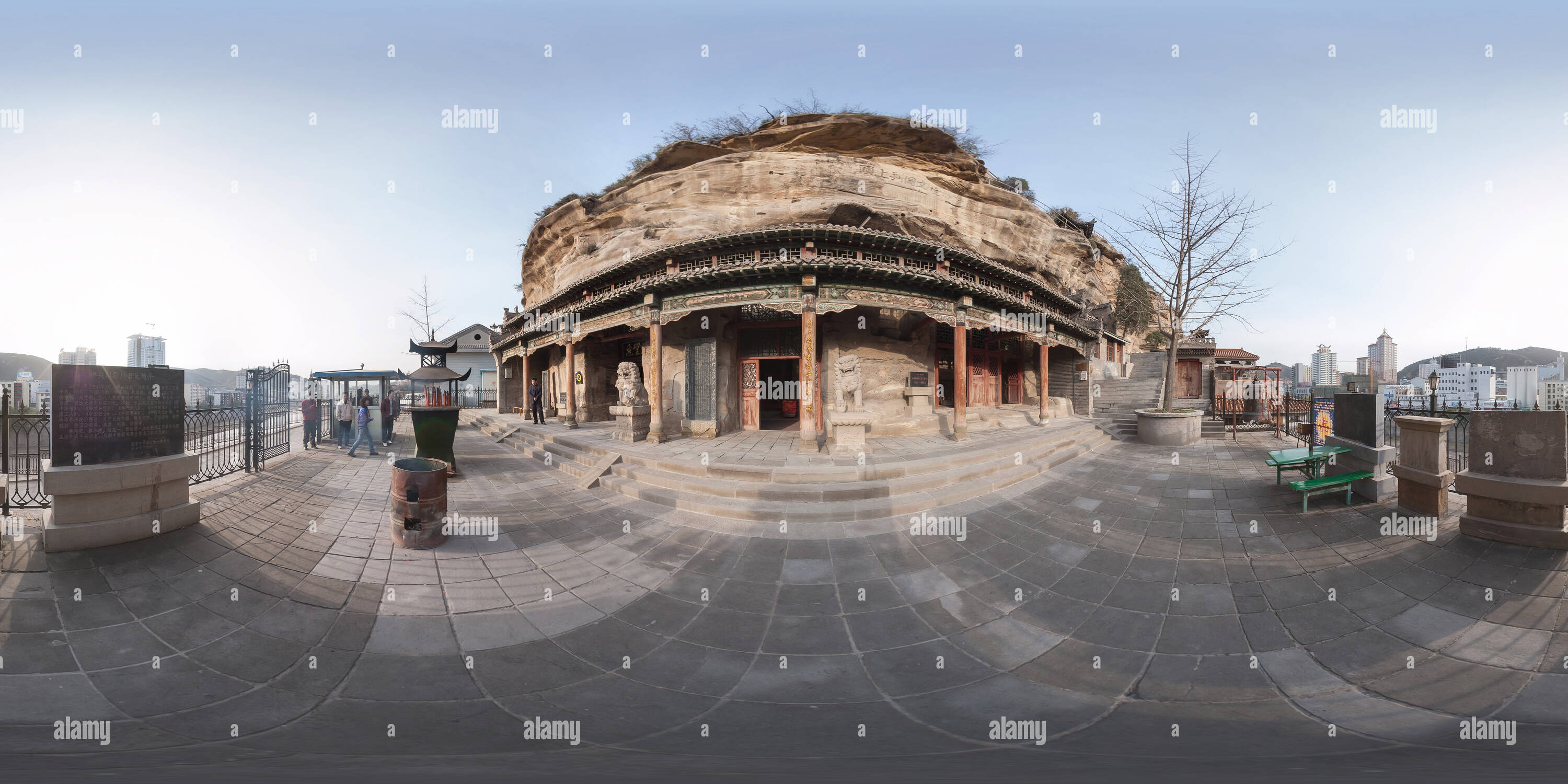 Visualizzazione panoramica a 360 gradi di Yan An Qingliangshan il Monastero dei Diecimila Buddha-2007