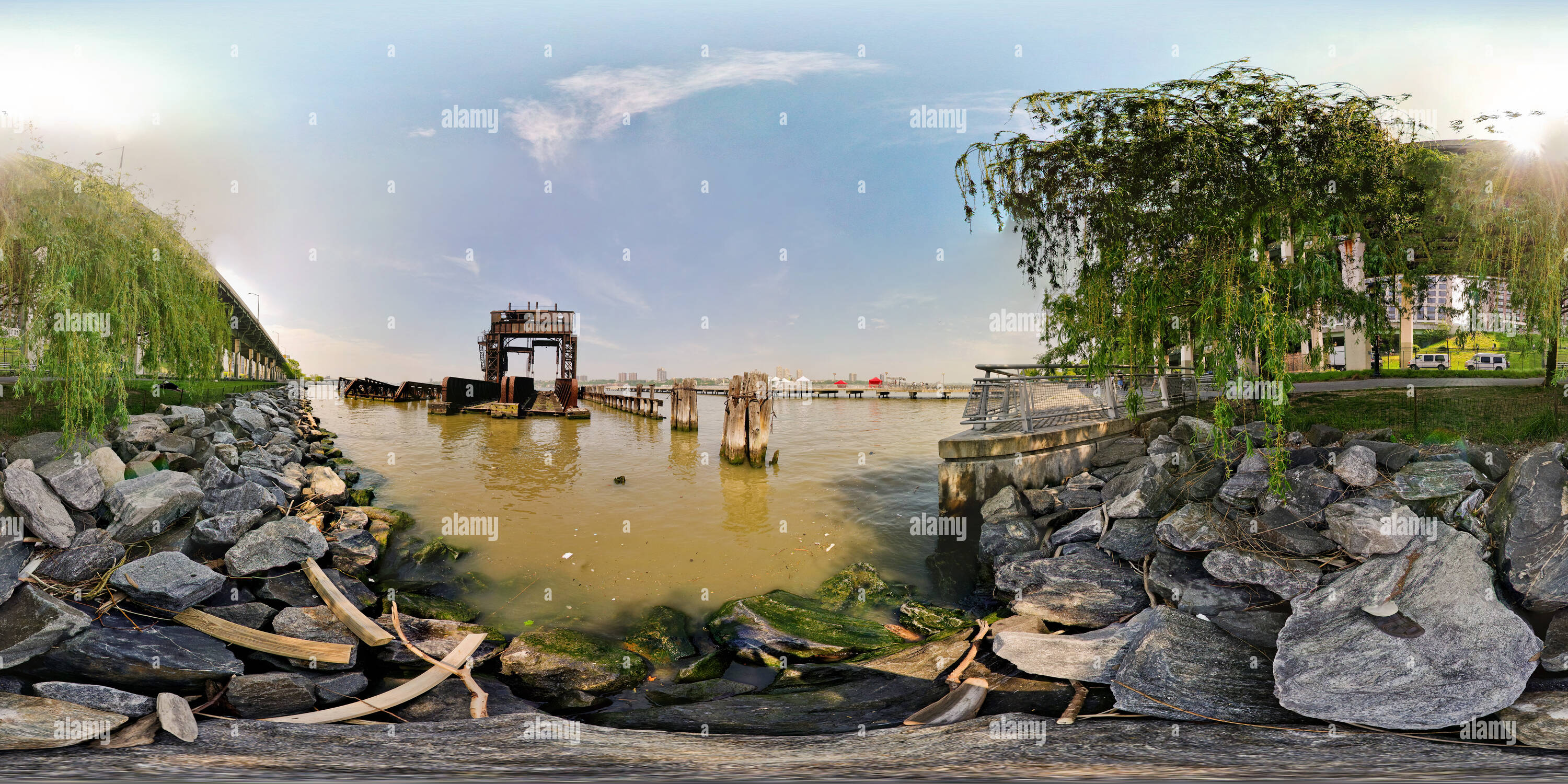 Visualizzazione panoramica a 360 gradi di New York Central Railroad 69Street Bridge di trasferimento