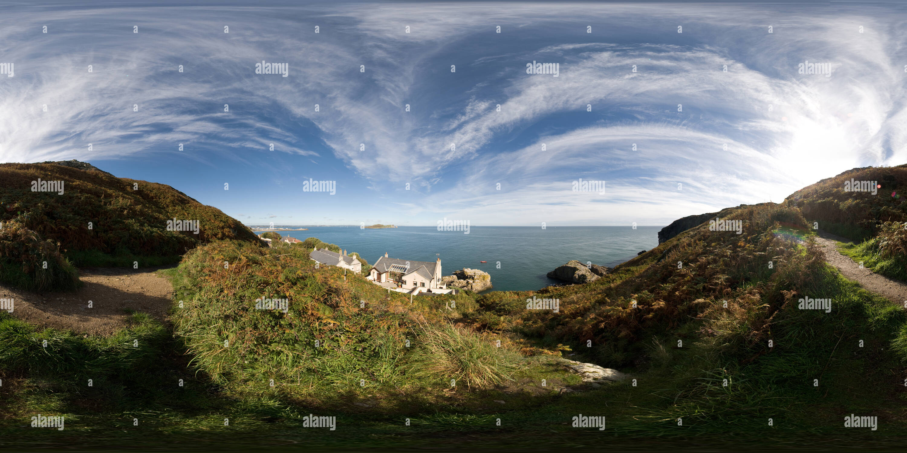 Visualizzazione panoramica a 360 gradi di Bella vista dalla penisola di Howth