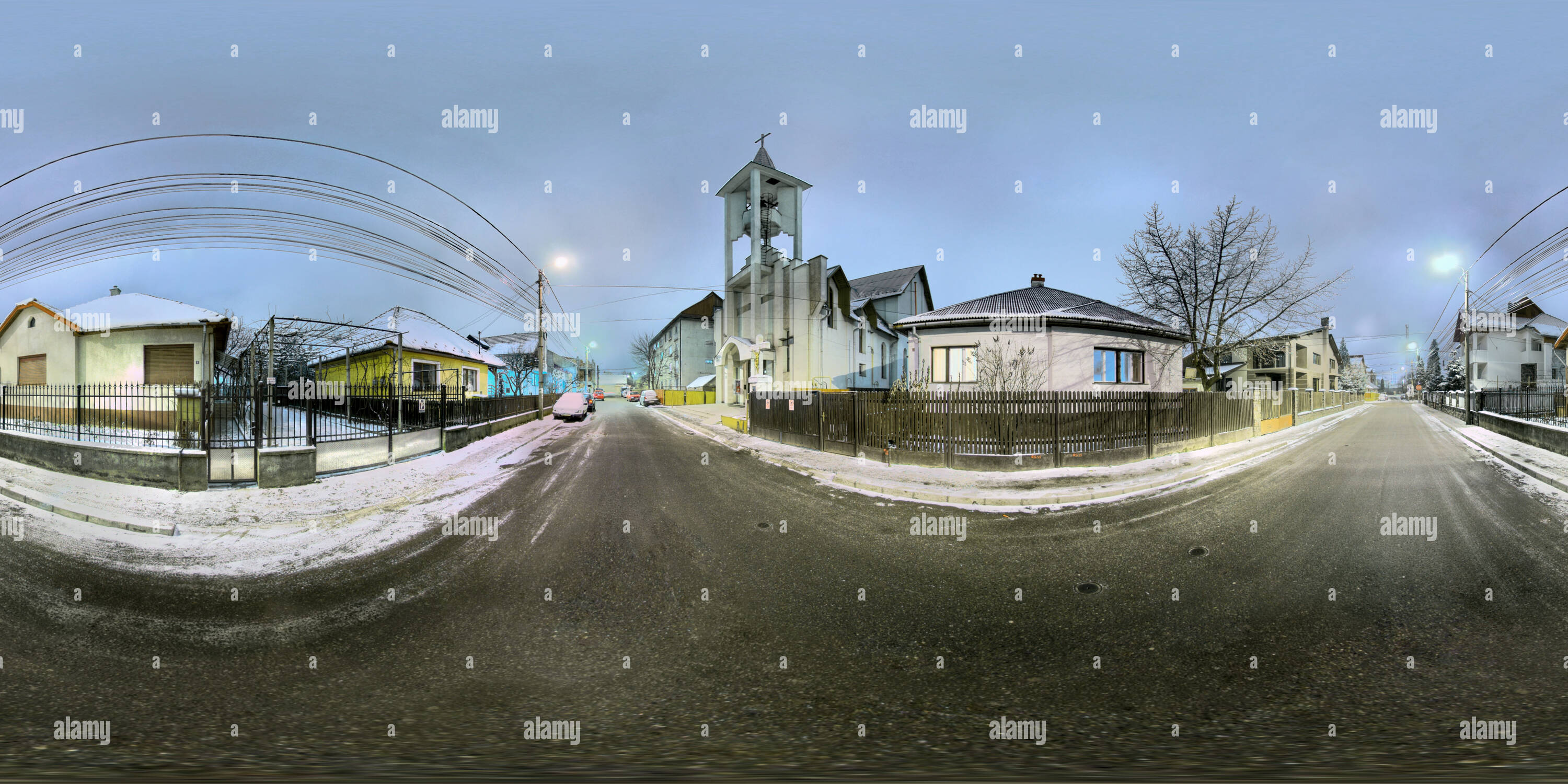 Visualizzazione panoramica a 360 gradi di "Buna Vestire" (l'Annunciazione) Chiesa, a Baia Mare, in Romania