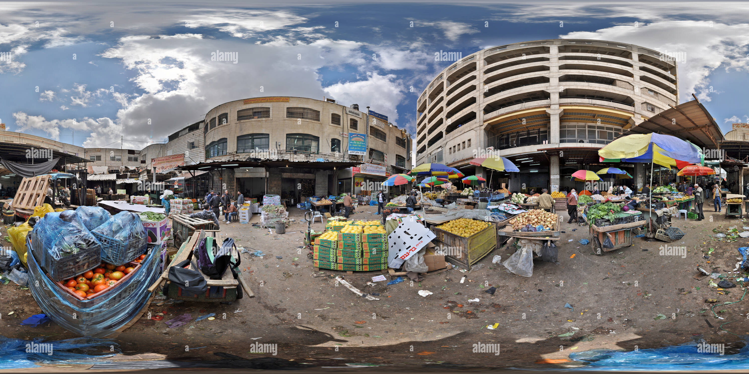Visualizzazione panoramica a 360 gradi di Ramallah Markt 1 Westbank
