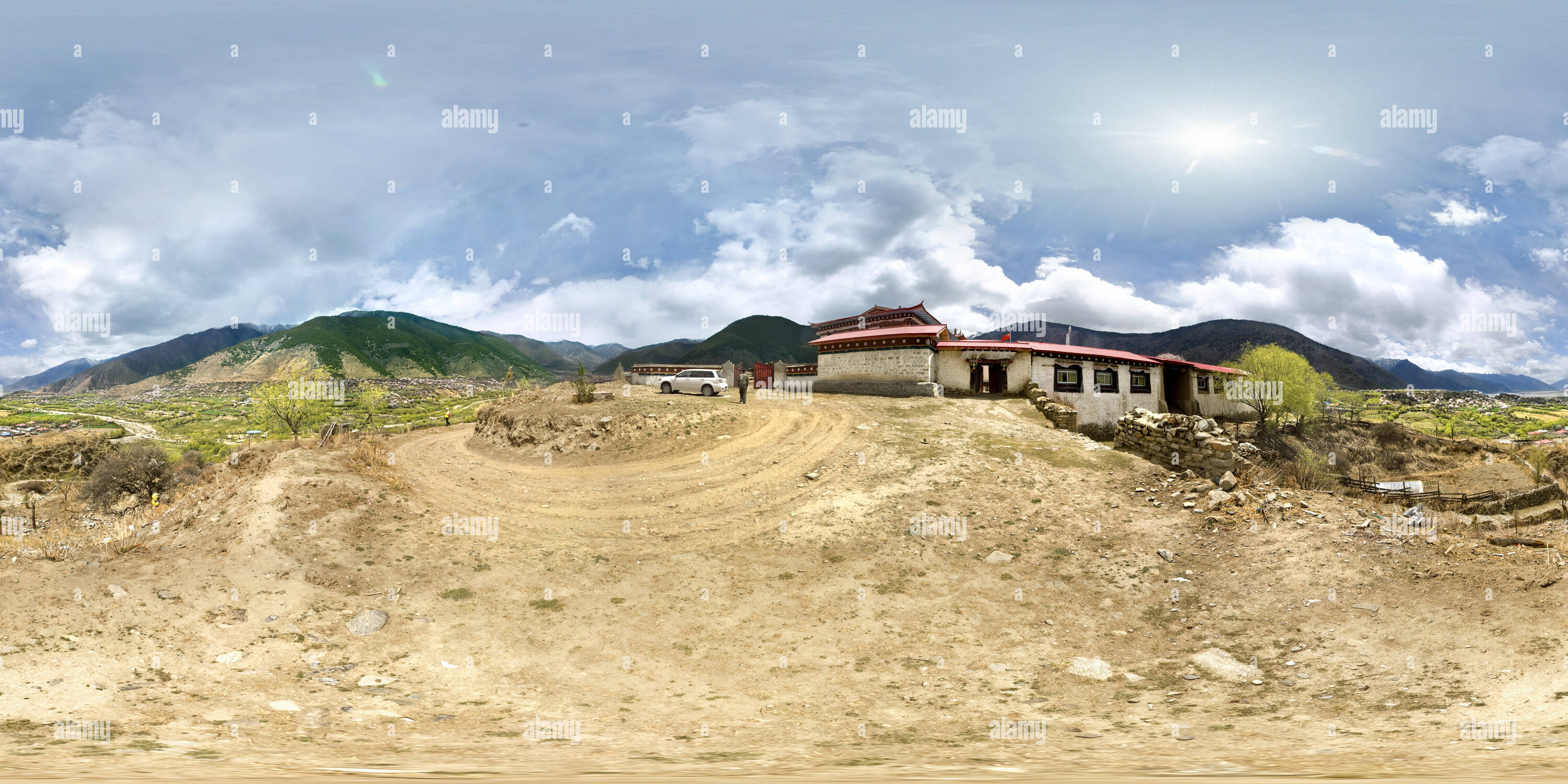Visualizzazione panoramica a 360 gradi di Monastero Demu 3 nel fiume Niyang