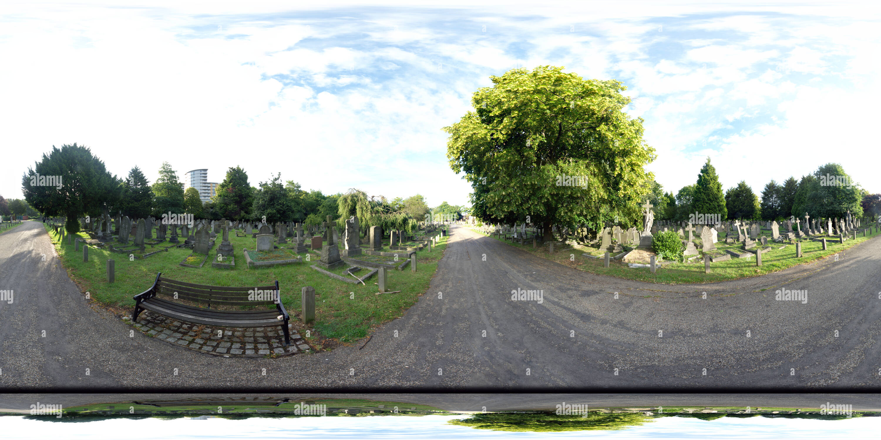 Visualizzazione panoramica a 360 gradi di Il percorso presso il Cimitero di Acton