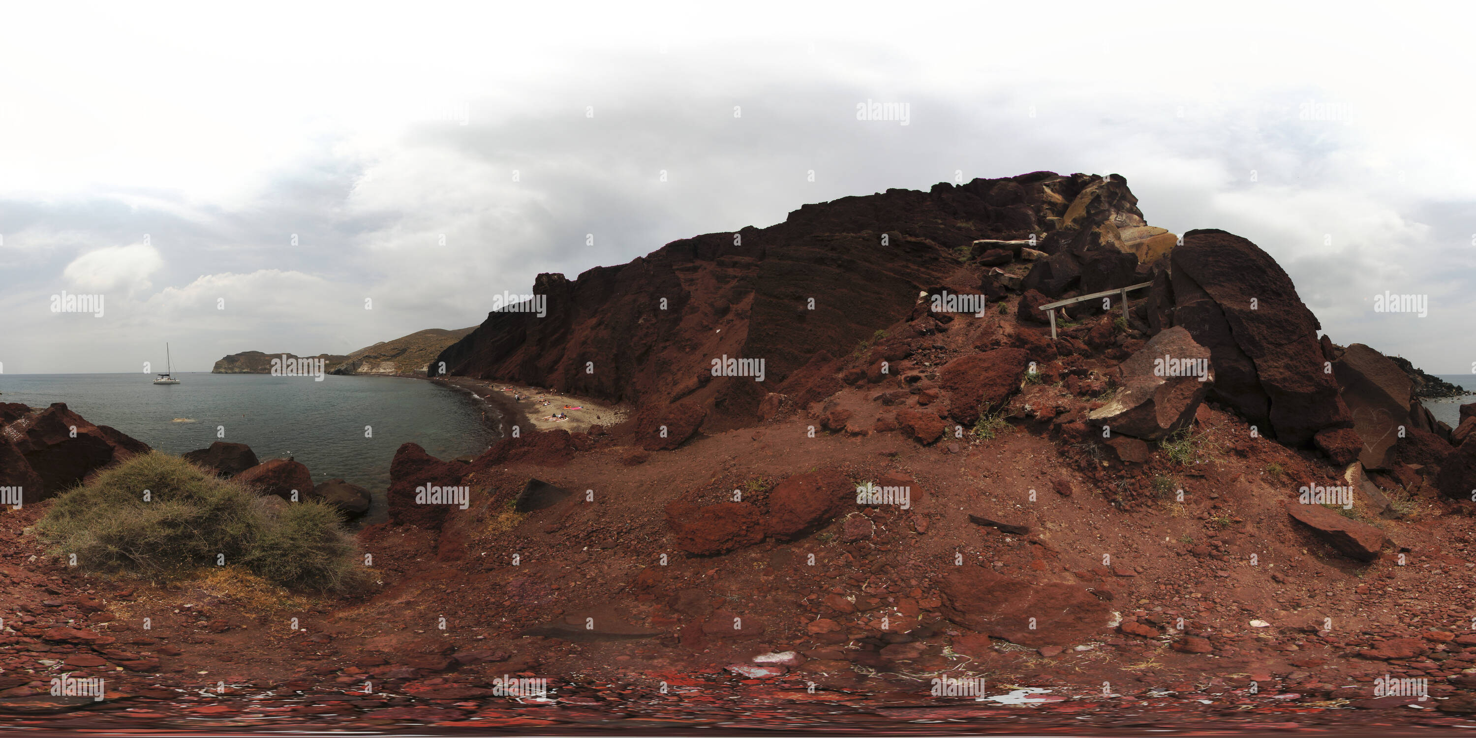 Visualizzazione panoramica a 360 gradi di Grecia Santorini Spiaggia Rossa