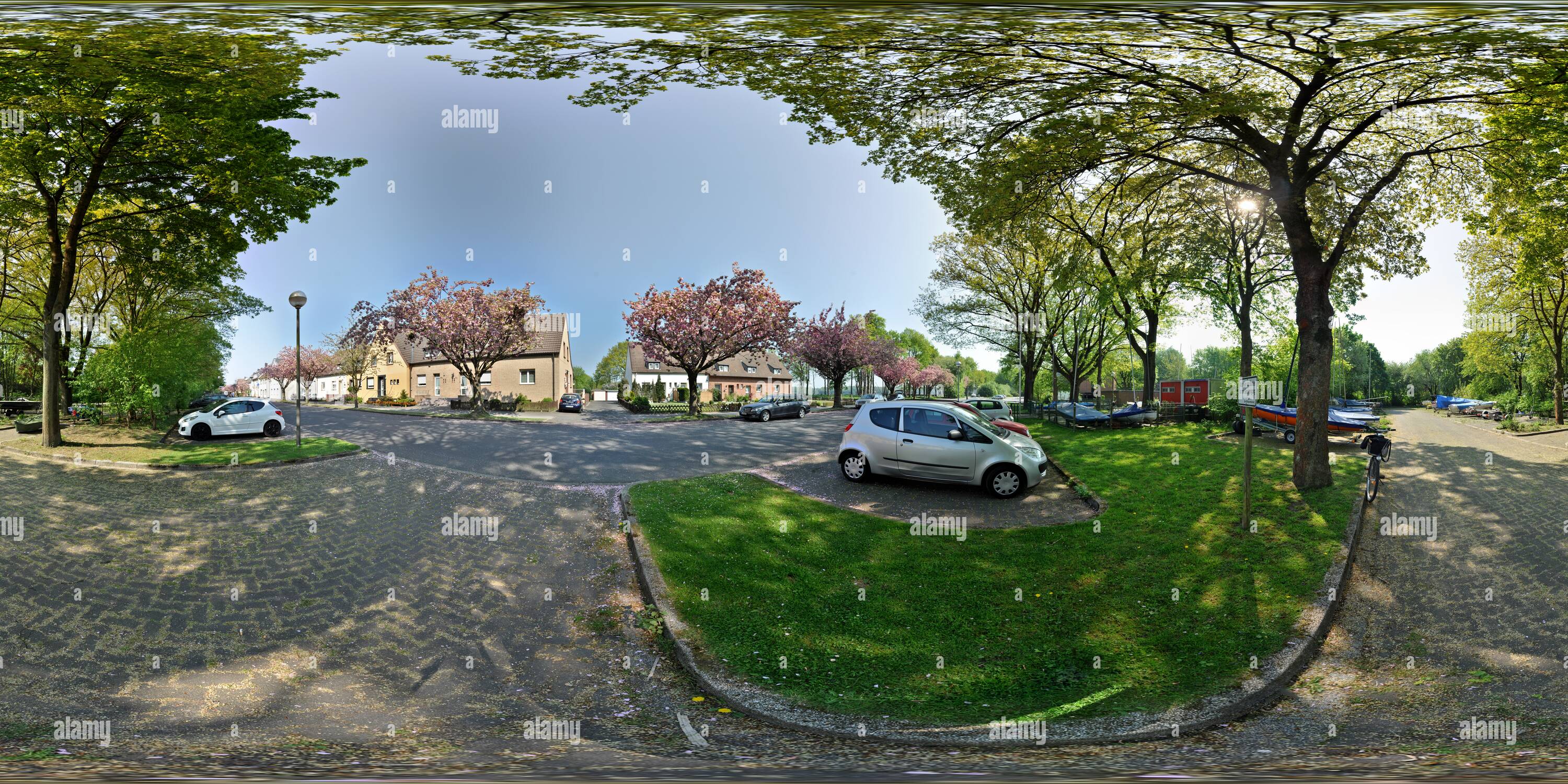 Visualizzazione panoramica a 360 gradi di Kirschblütenzeit an der Hullerner Strasse Am Seestern