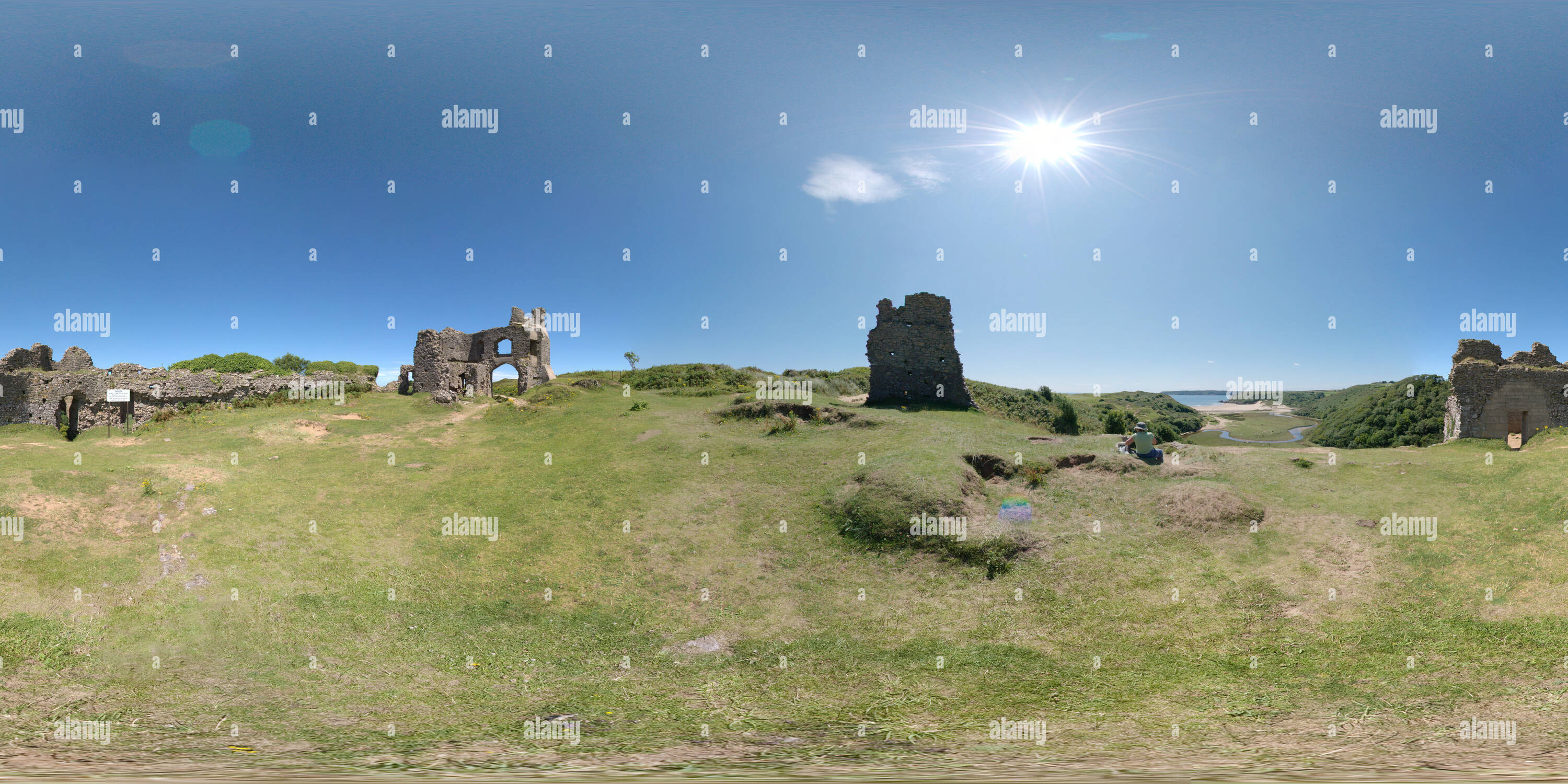 Visualizzazione panoramica a 360 gradi di Pennard Castle