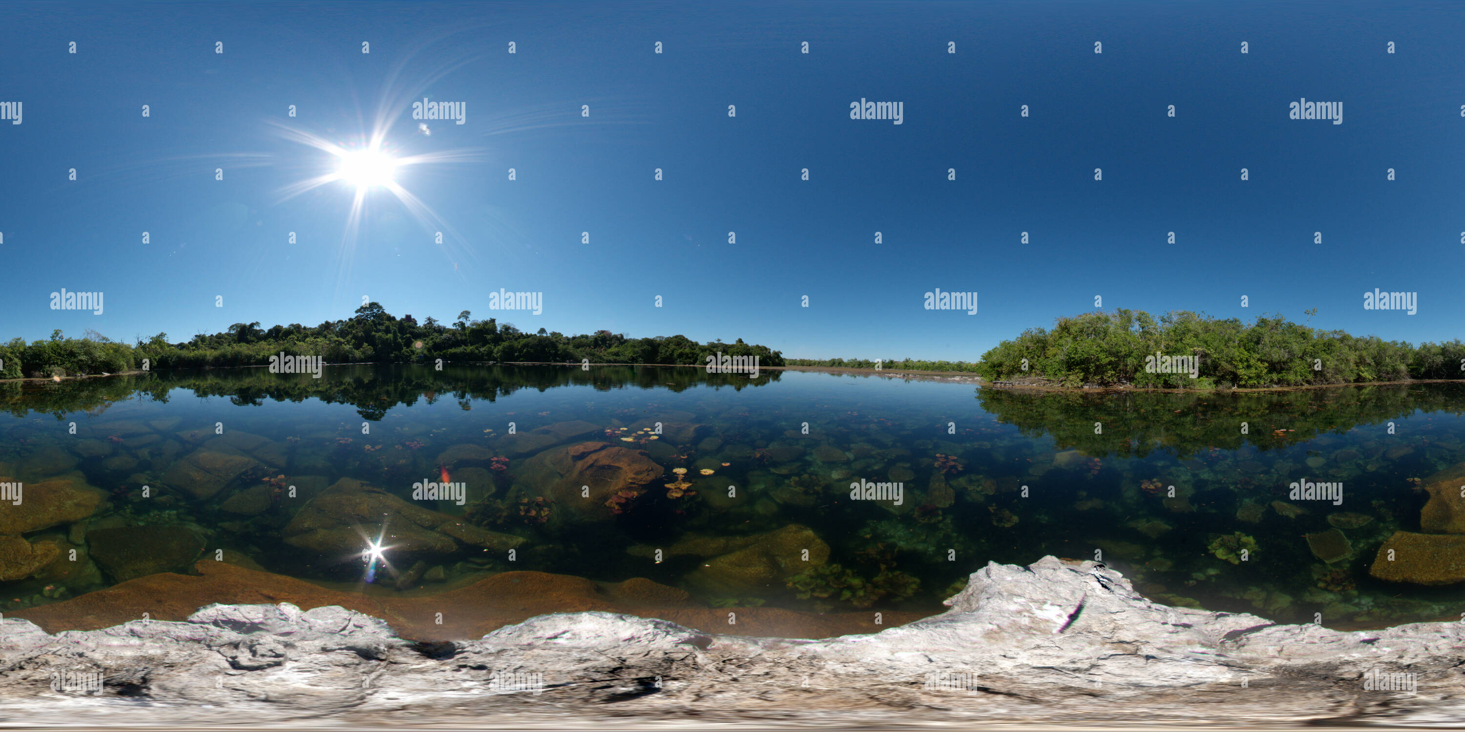Visualizzazione panoramica a 360 gradi di Blue Lagoon, Teles Pires fiume