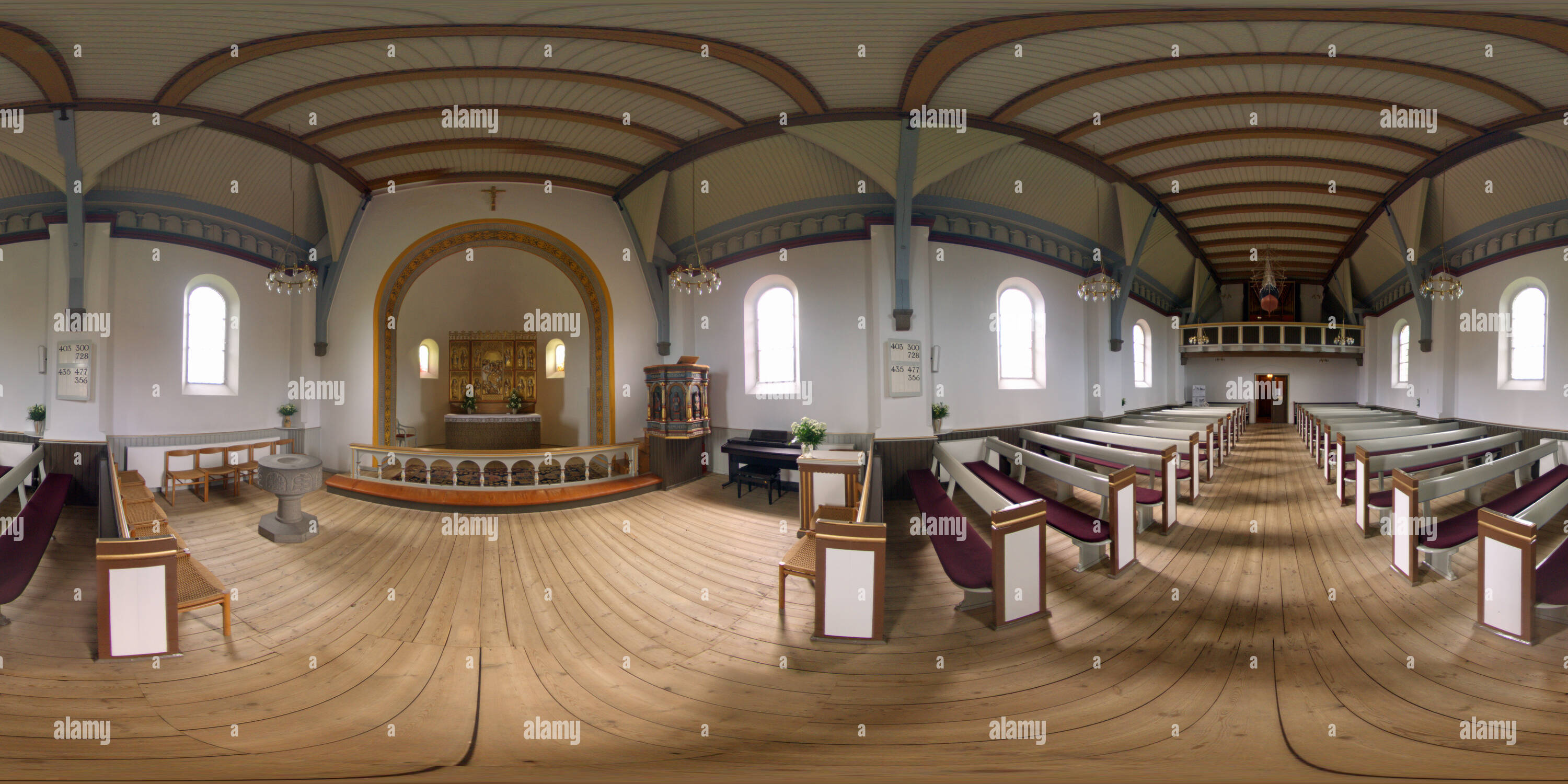 Visualizzazione panoramica a 360 gradi di Interno chiesa Gudhjem