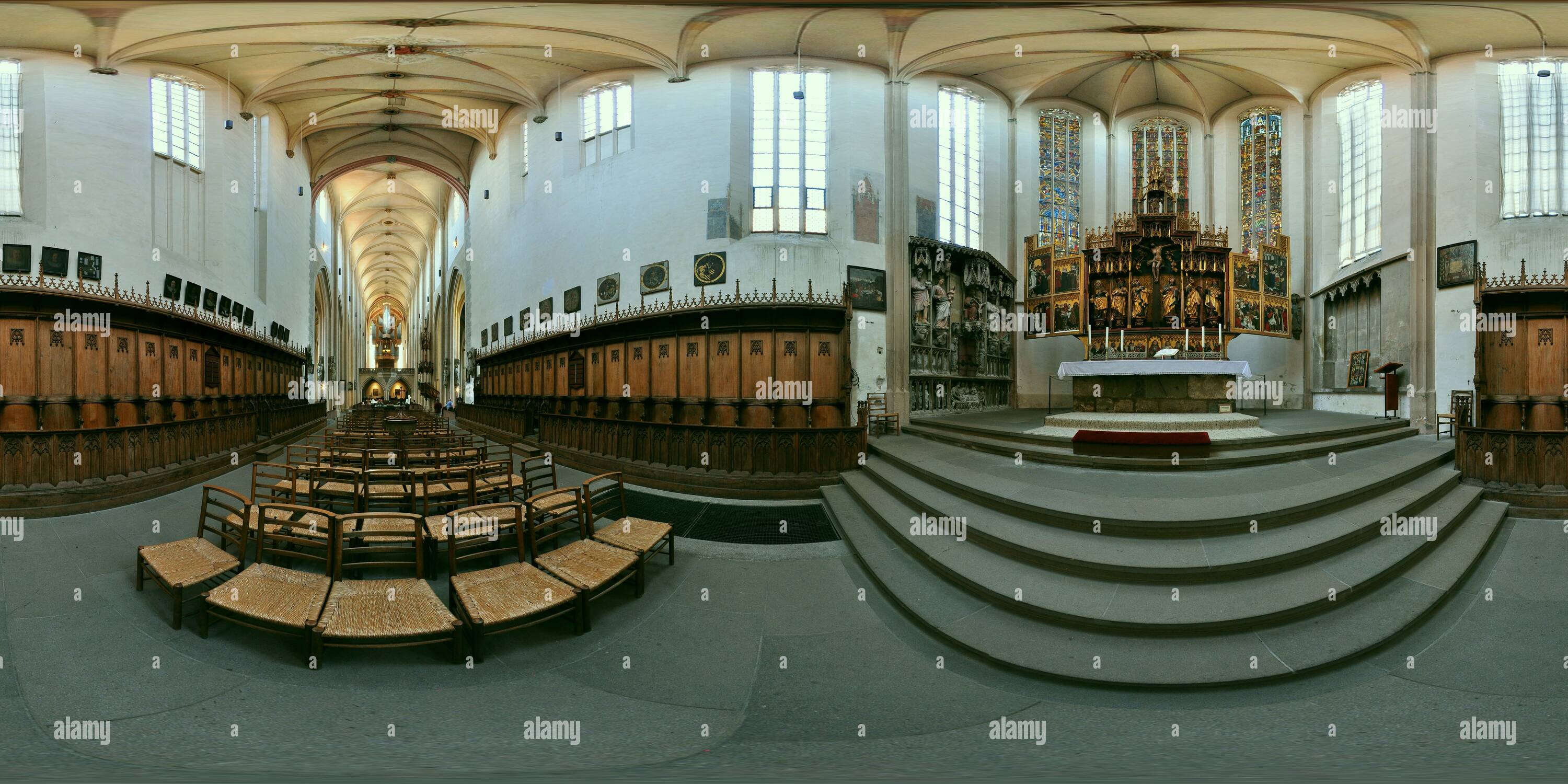 Visualizzazione panoramica a 360 gradi di Rothenburg ob der Tauber - San Jakobs-Kirche Innenansicht Altarbereich