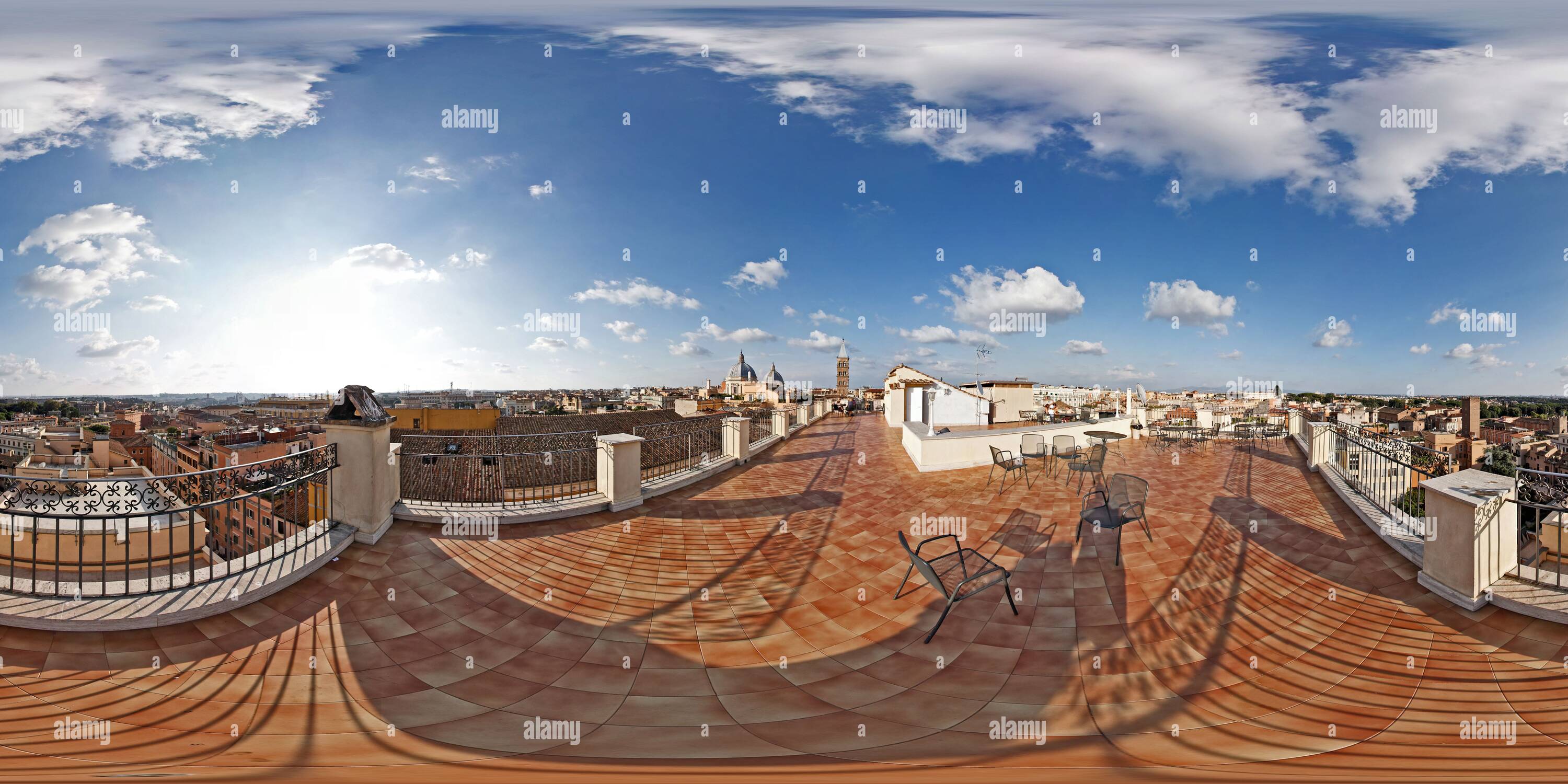 Visualizzazione panoramica a 360 gradi di Roma, Skyline come si vede da una terrazza panoramica sul Colle Esquilino