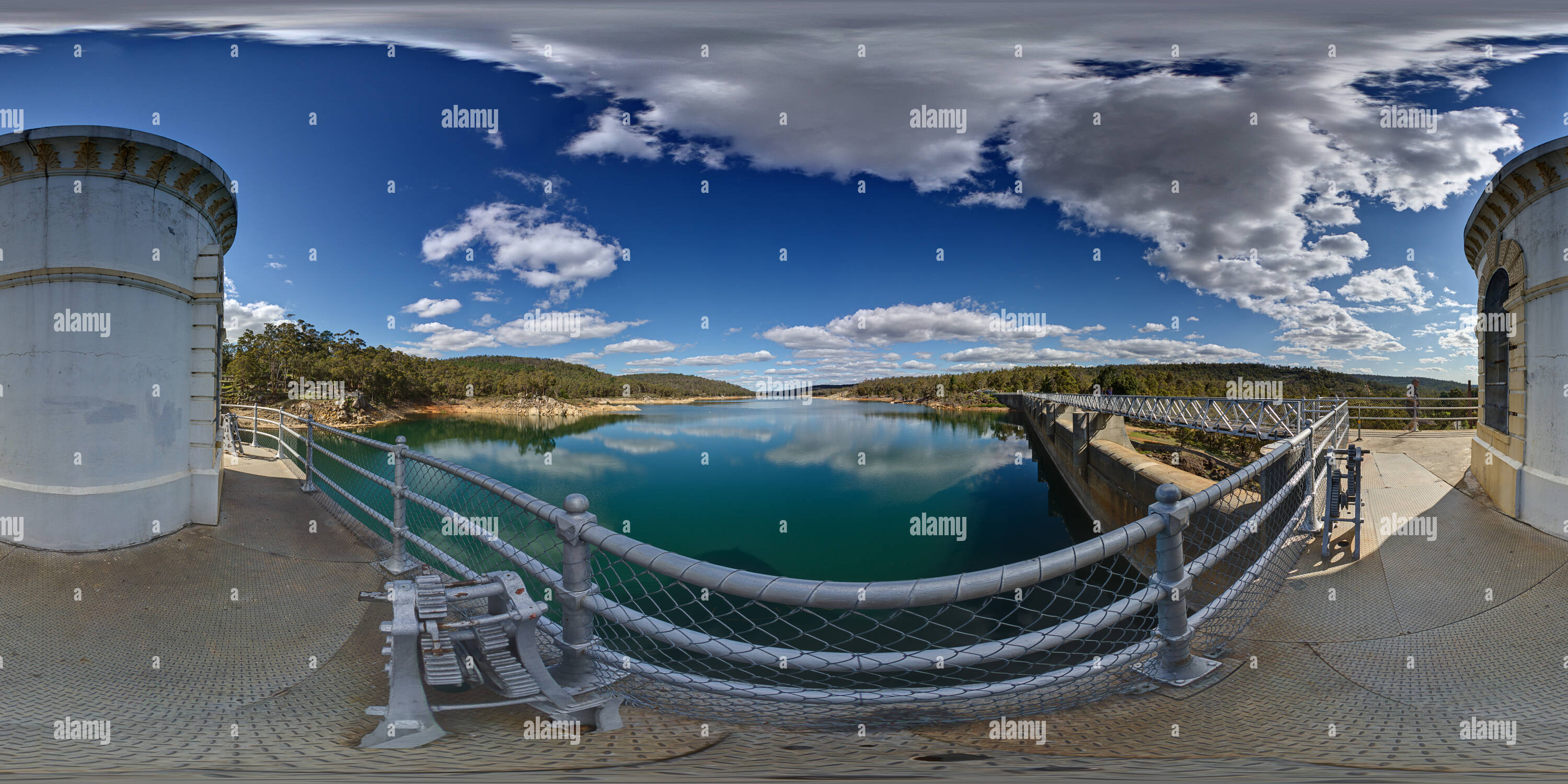 Visualizzazione panoramica a 360 gradi di Mundaring Weir, Mundaring, Perth, Australia occidentale