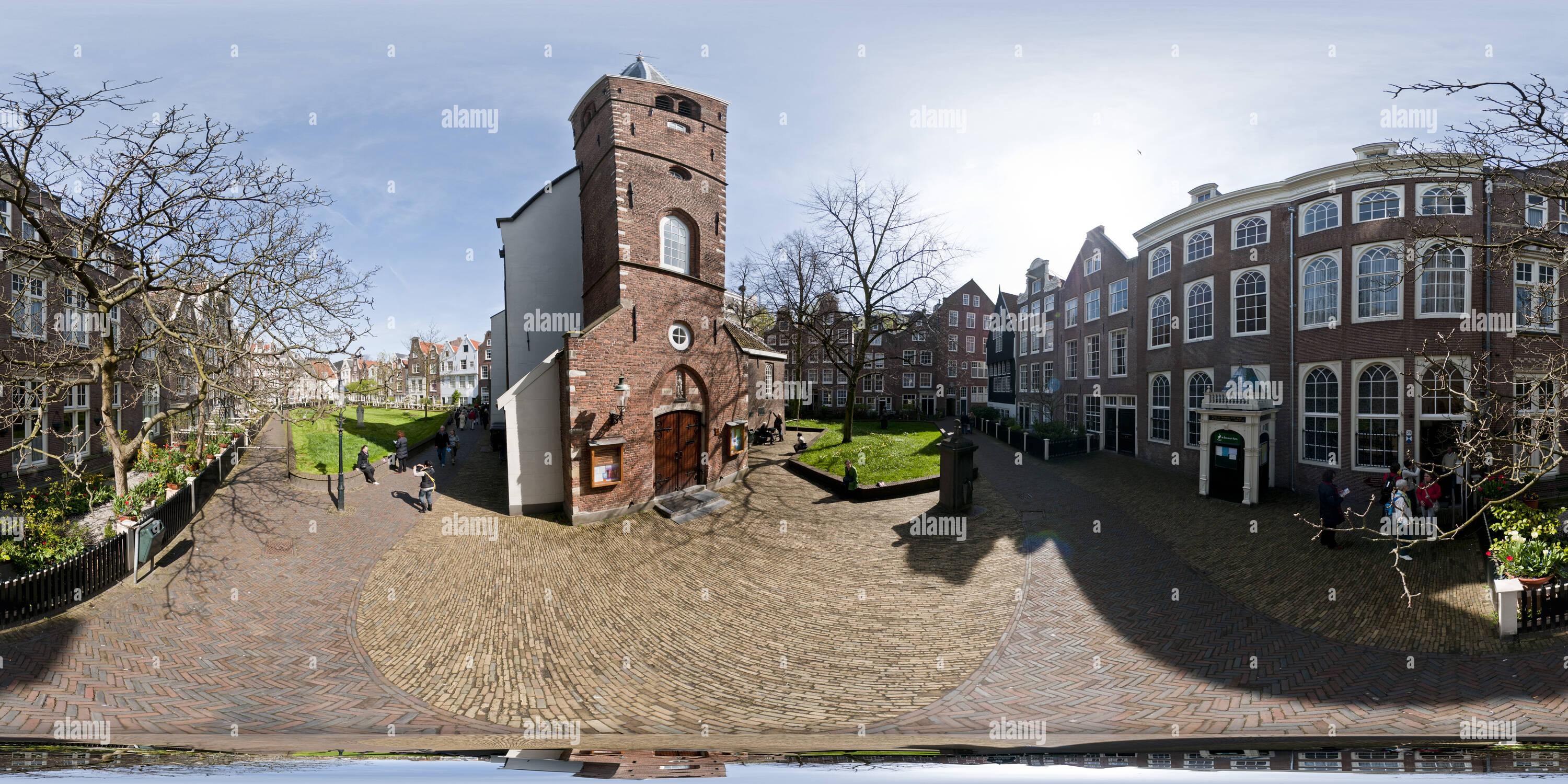 Visualizzazione panoramica a 360 gradi di Begijnhof Amsterdam dal di sopra.