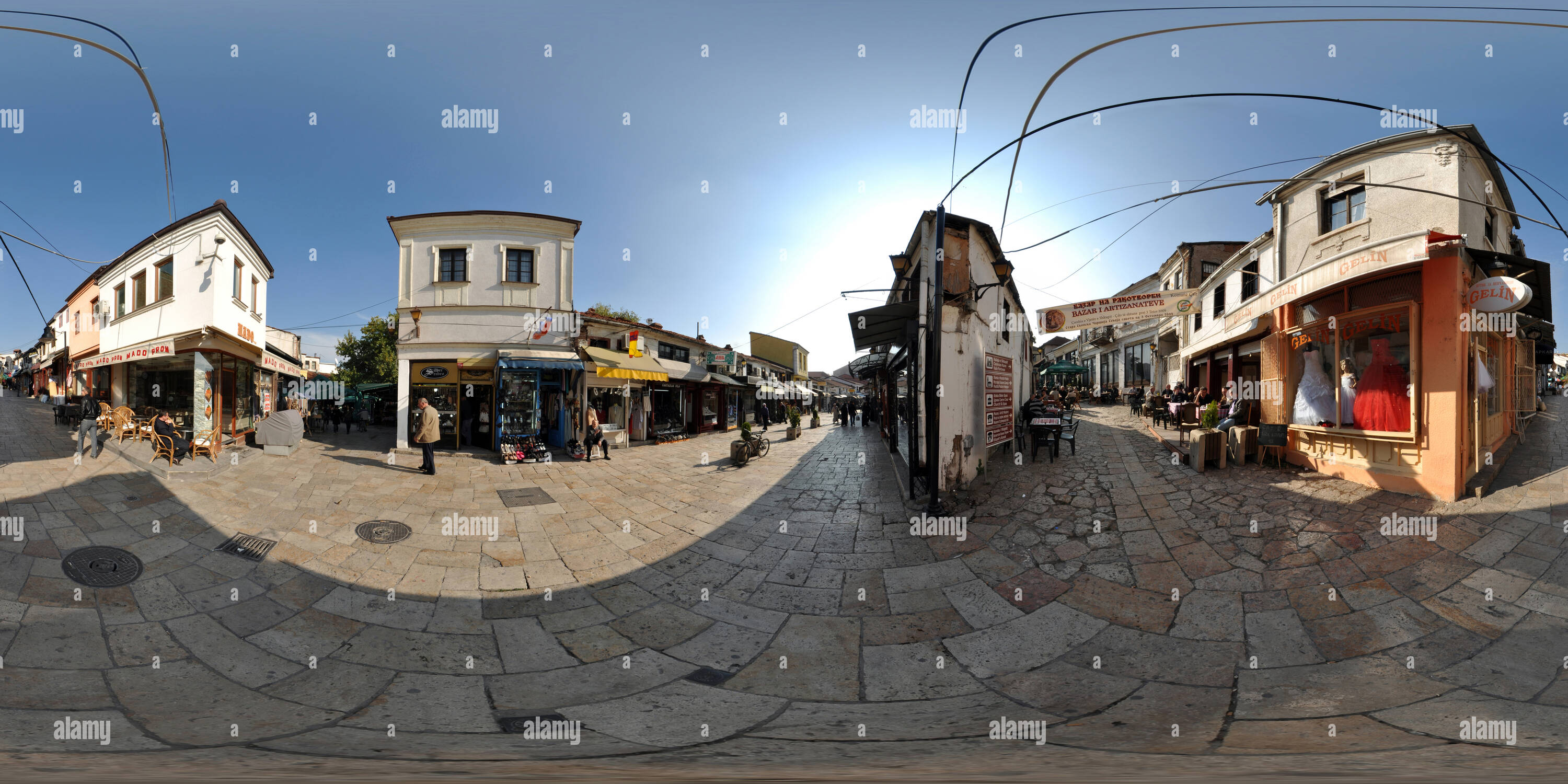 Visualizzazione panoramica a 360 gradi di Vecchio Bazar - Stara Carsija - Skopje / Macedonia