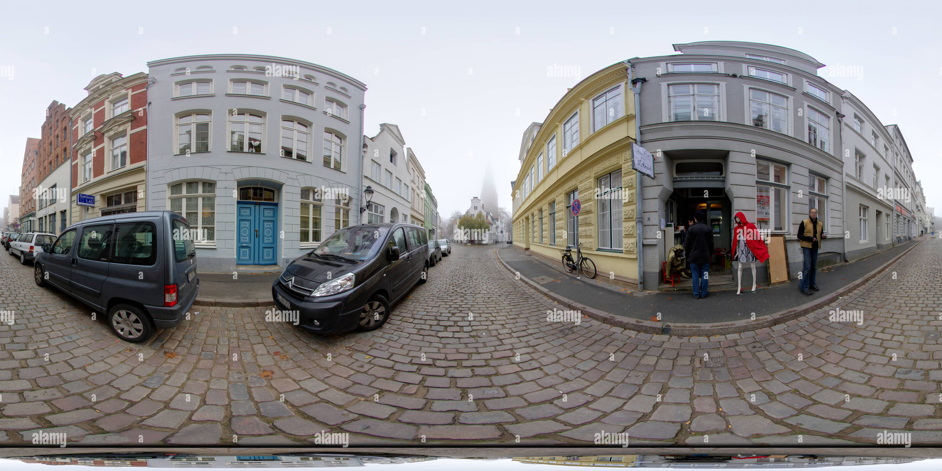 Visualizzazione panoramica a 360 gradi di Lübeck - San Gilles area con San Gilles Chiesa