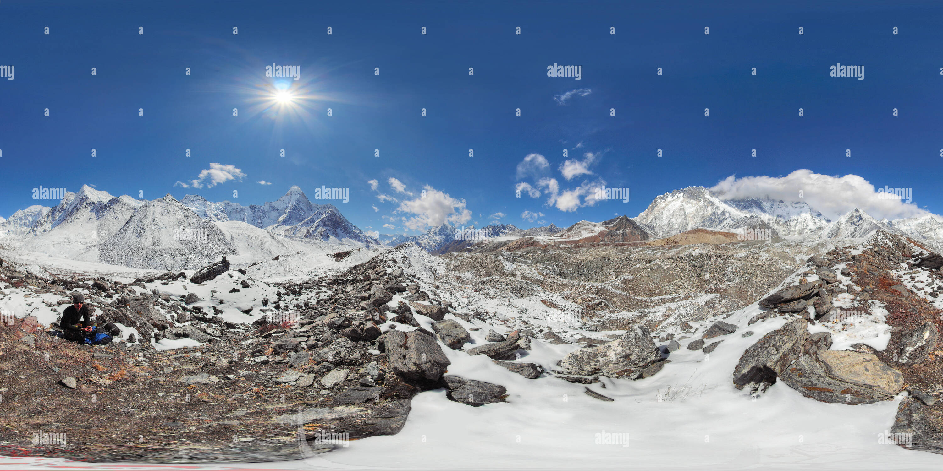 Visualizzazione panoramica a 360 gradi di Sulla cresta sopra Imja Tsho