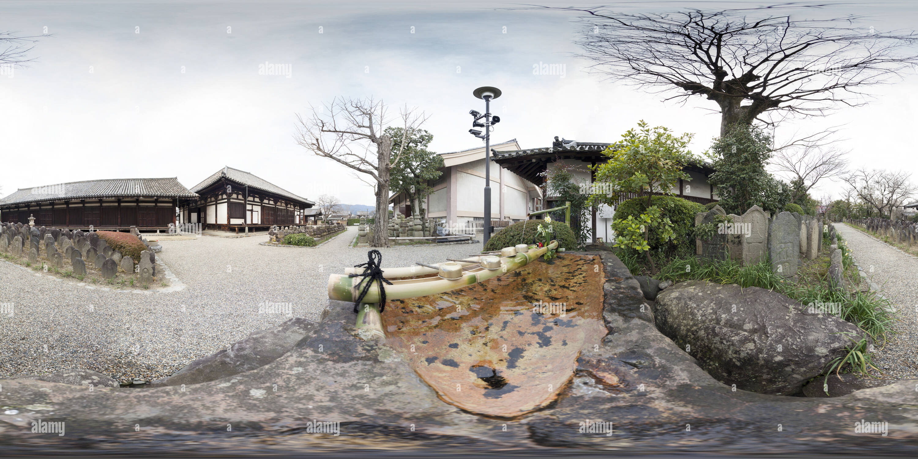 Visualizzazione panoramica a 360 gradi di Gango-ji. Nara .Giappone