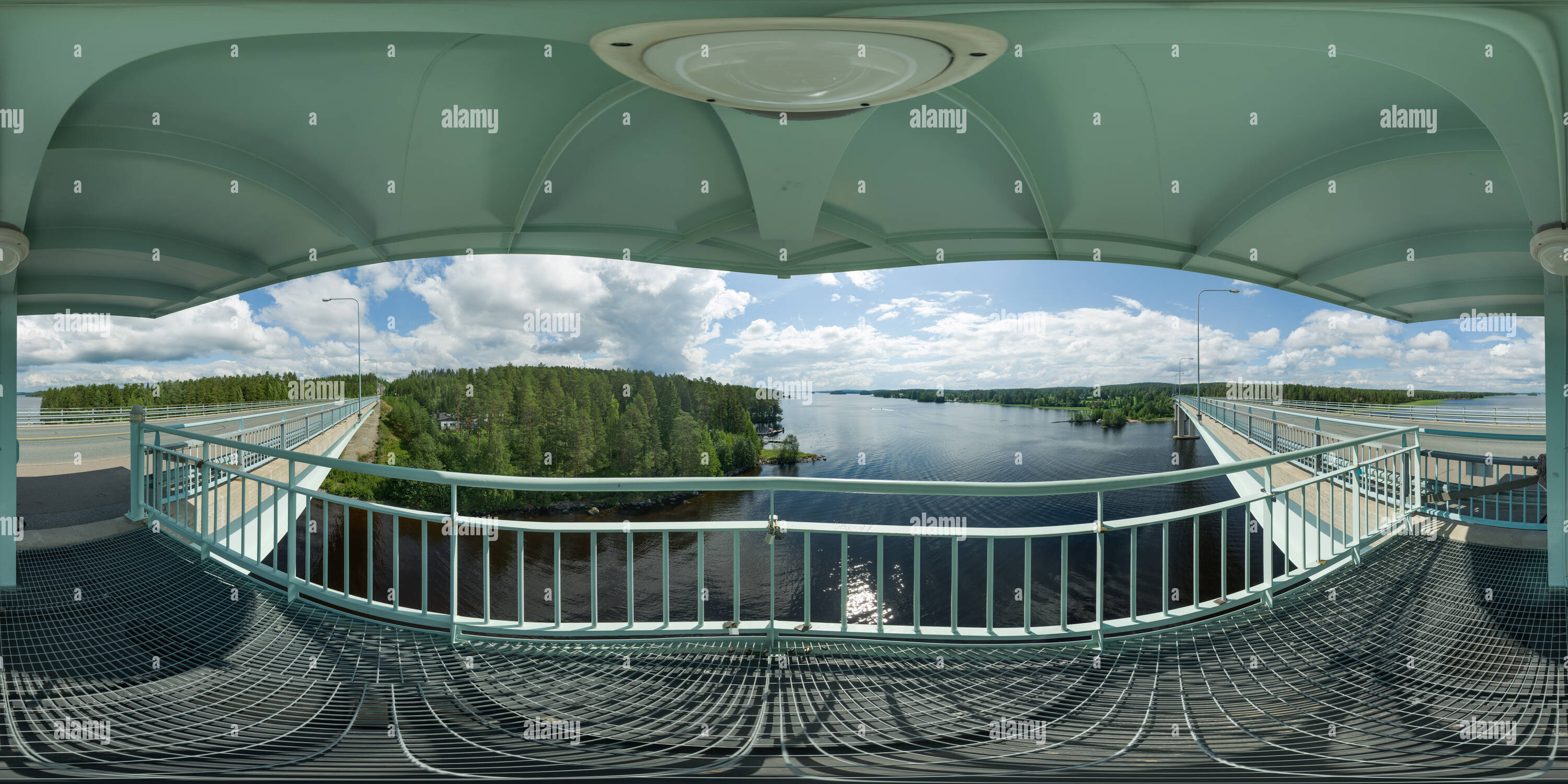 Visualizzazione panoramica a 360 gradi di Ponte Vehmersalmi piattaforma di osservazione, Vehmersalmi, Finlandia